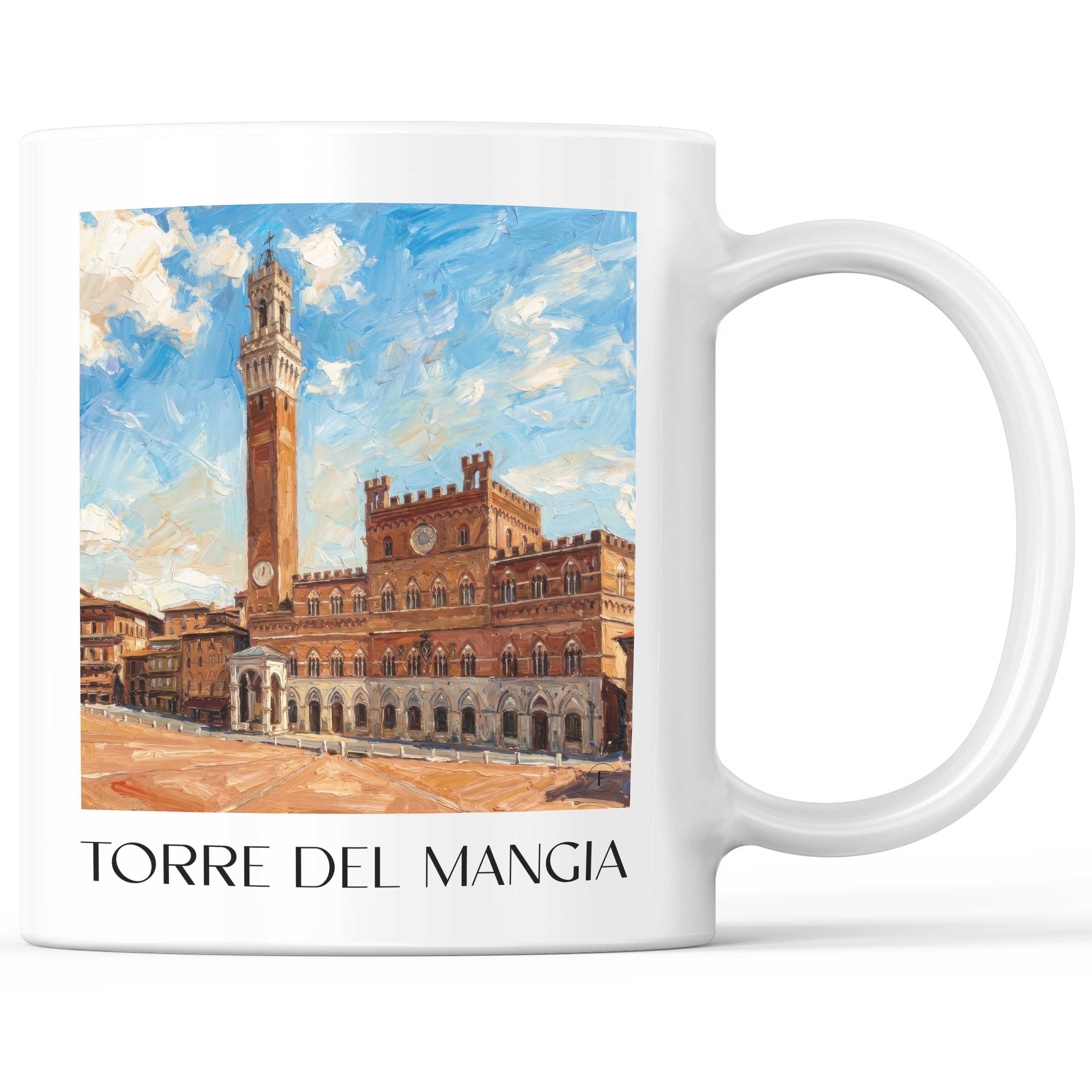 Torre del Mangia Kaffeebecher - Siena - Italien Becher - Kaffeetasse im Ölgemälde Stil