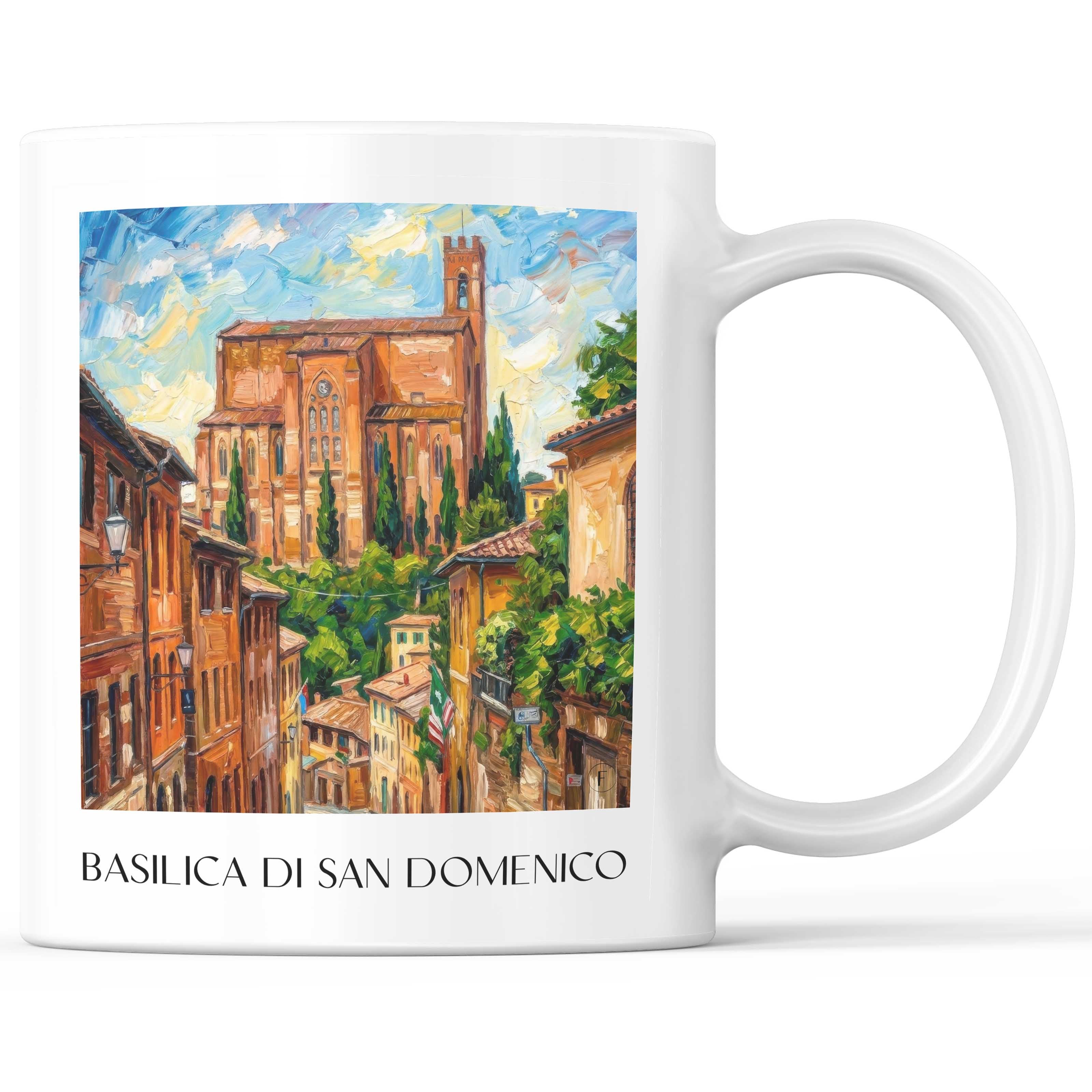 Basilica di San Domenico Kaffeebecher - Siena - Italien Becher - Kaffeetasse im Ölgemälde Stil