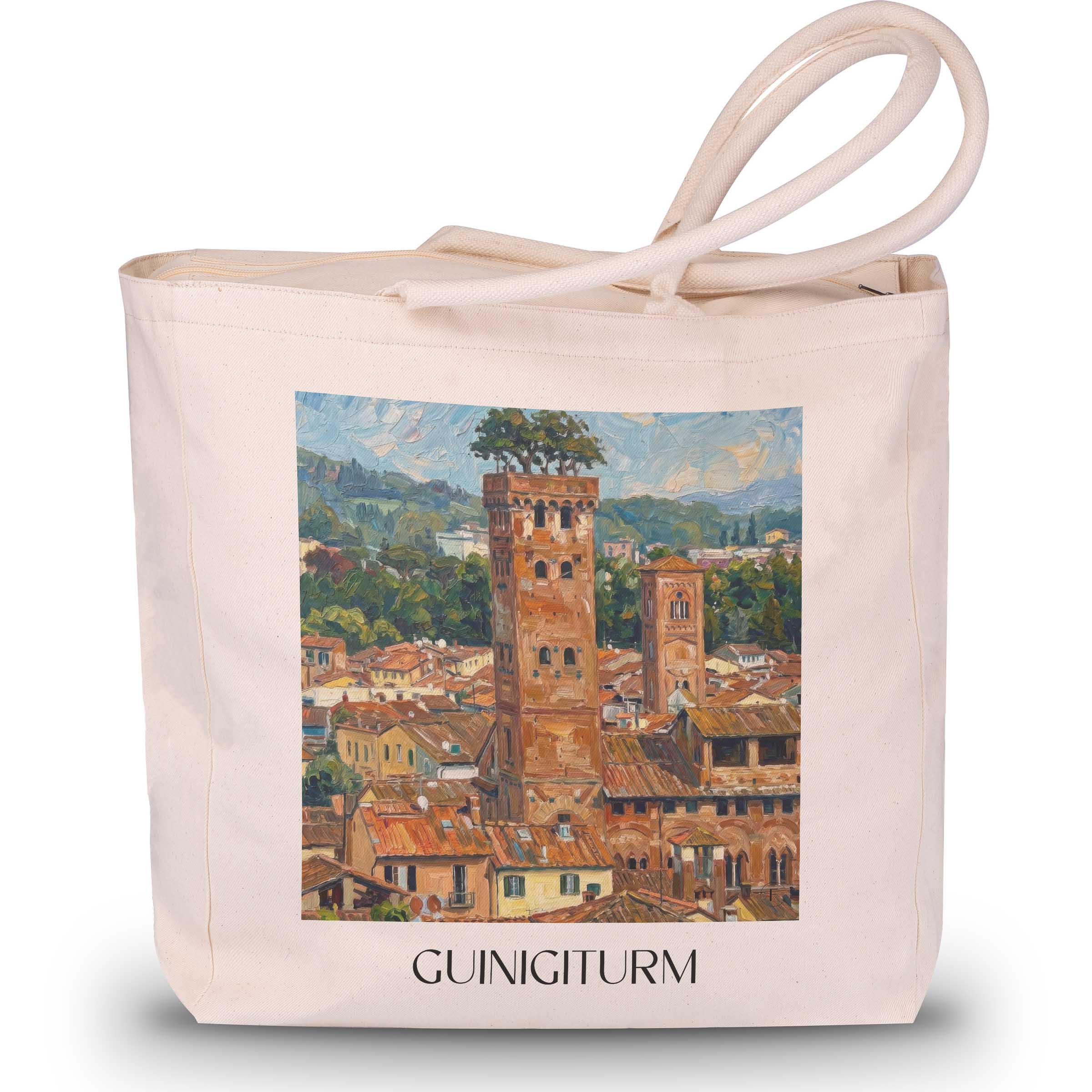 guinigiturm-lucca-italien-einkaufstasche-oil-painting-oelgemaelde
