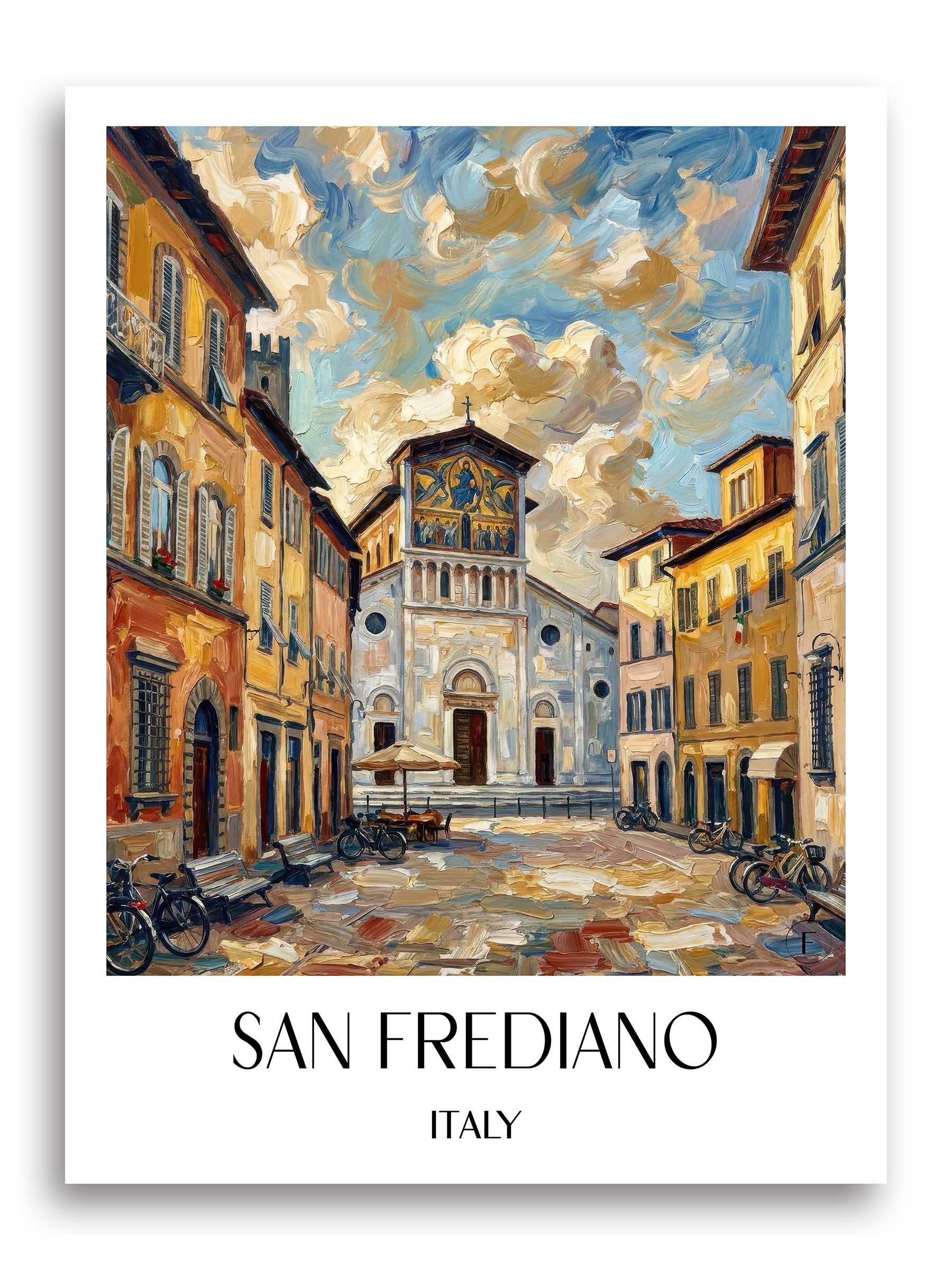San Frediano Poster - Lucca - Italien Kunstdruck - Ölgemälde von A4 bis A1