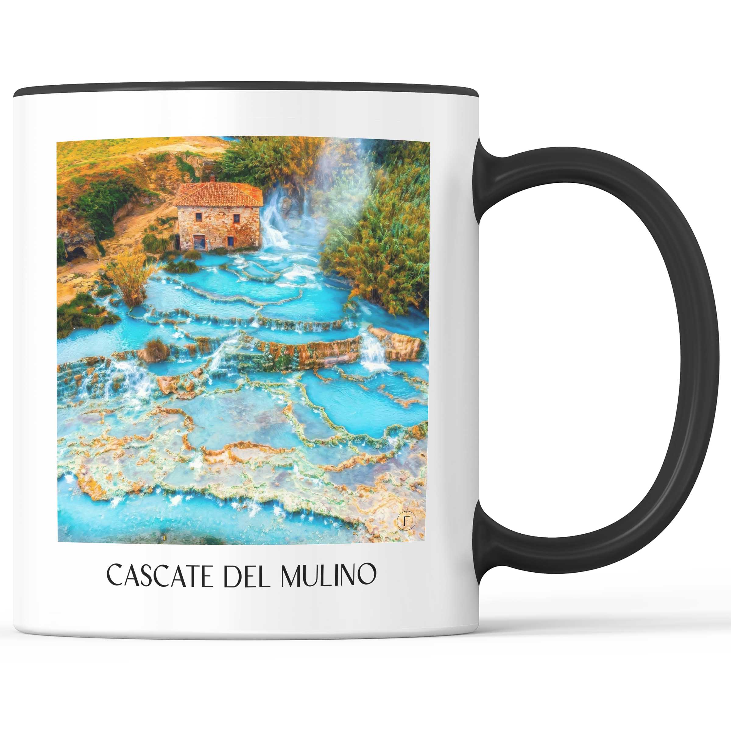 Cascate del Mulino Kaffeebecher - Saturnia - Italien Becher - Kaffeetasse im Ölgemälde Stil