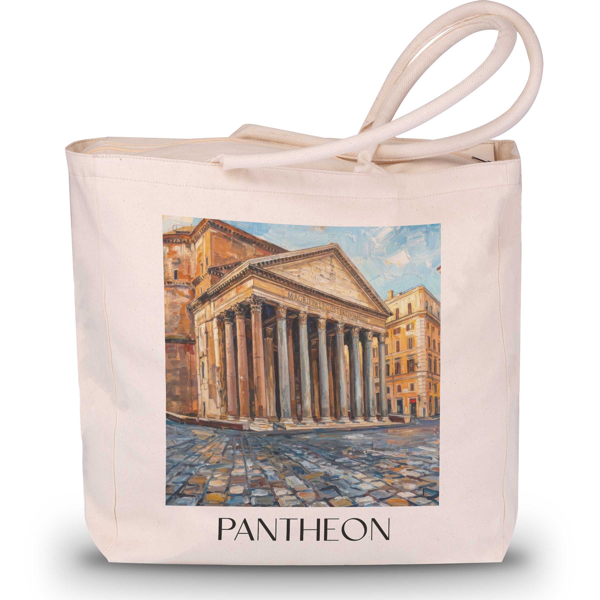 pantheon-rom-italien-einkaufstasche-oil-painting-oelgemaelde