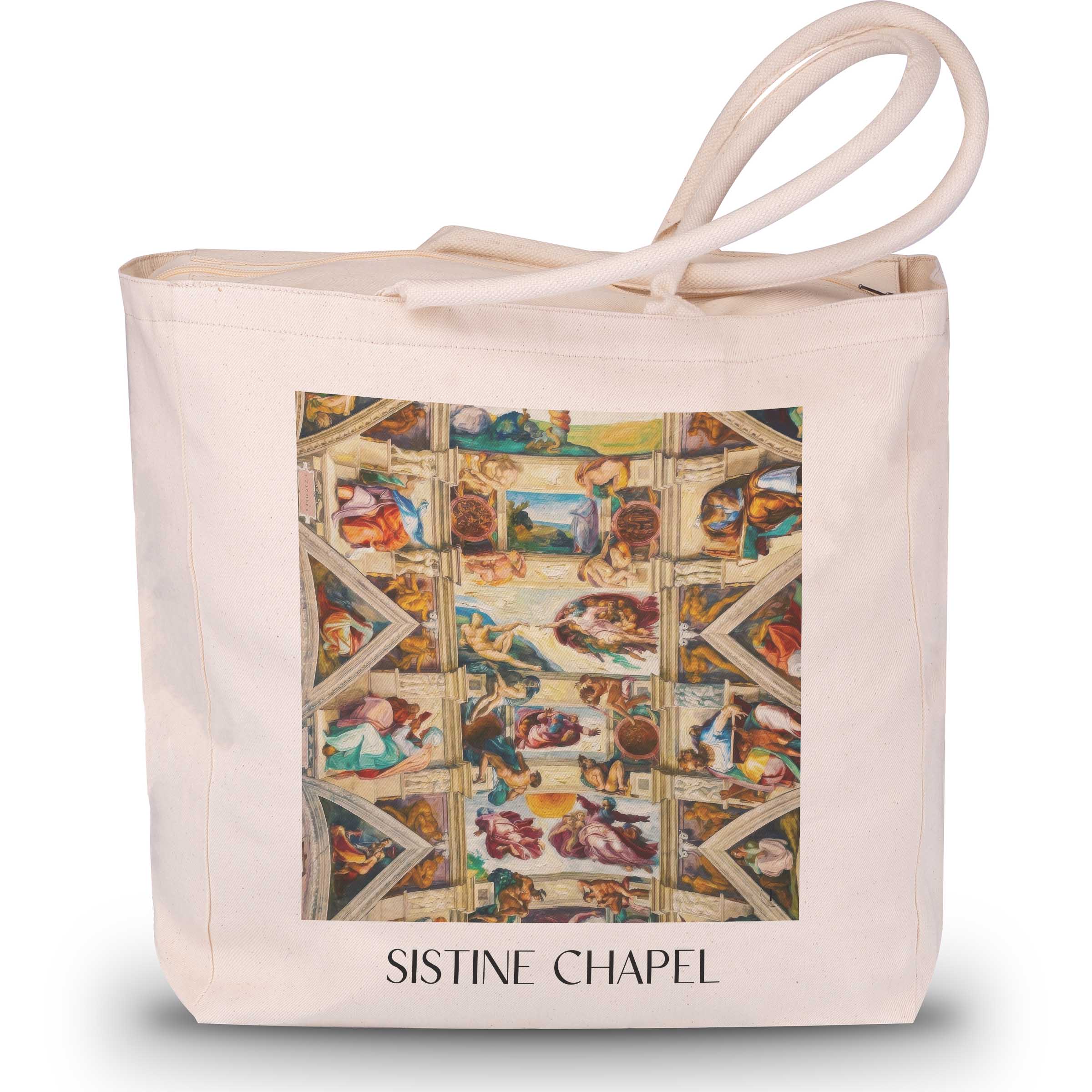 Sixtinische Kapelle Shopping Tasche - Vatikanstadt - Italien Tote Bag - Einkaufstasche im Ölgemälde Stil