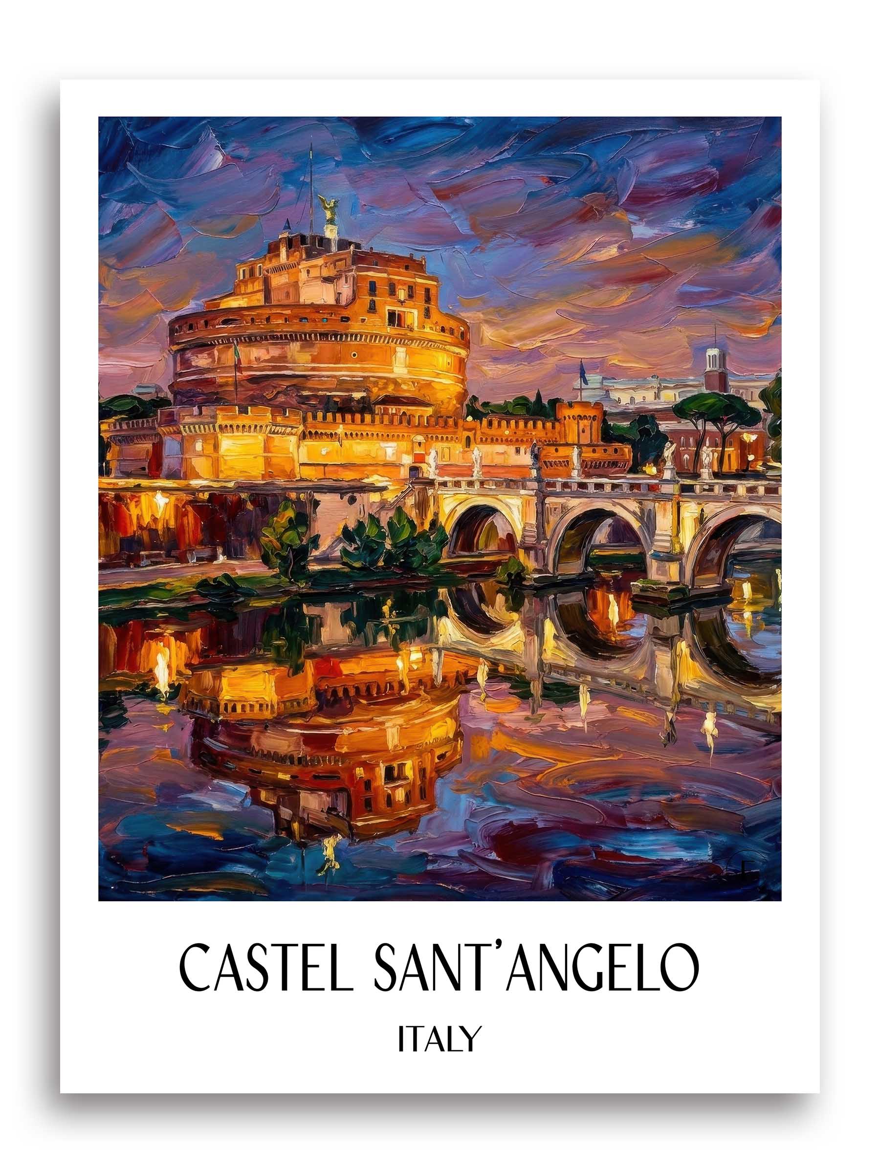 Engelsburg Poster - Rom - Italien Kunstdruck - Ölgemälde von A4 bis A1