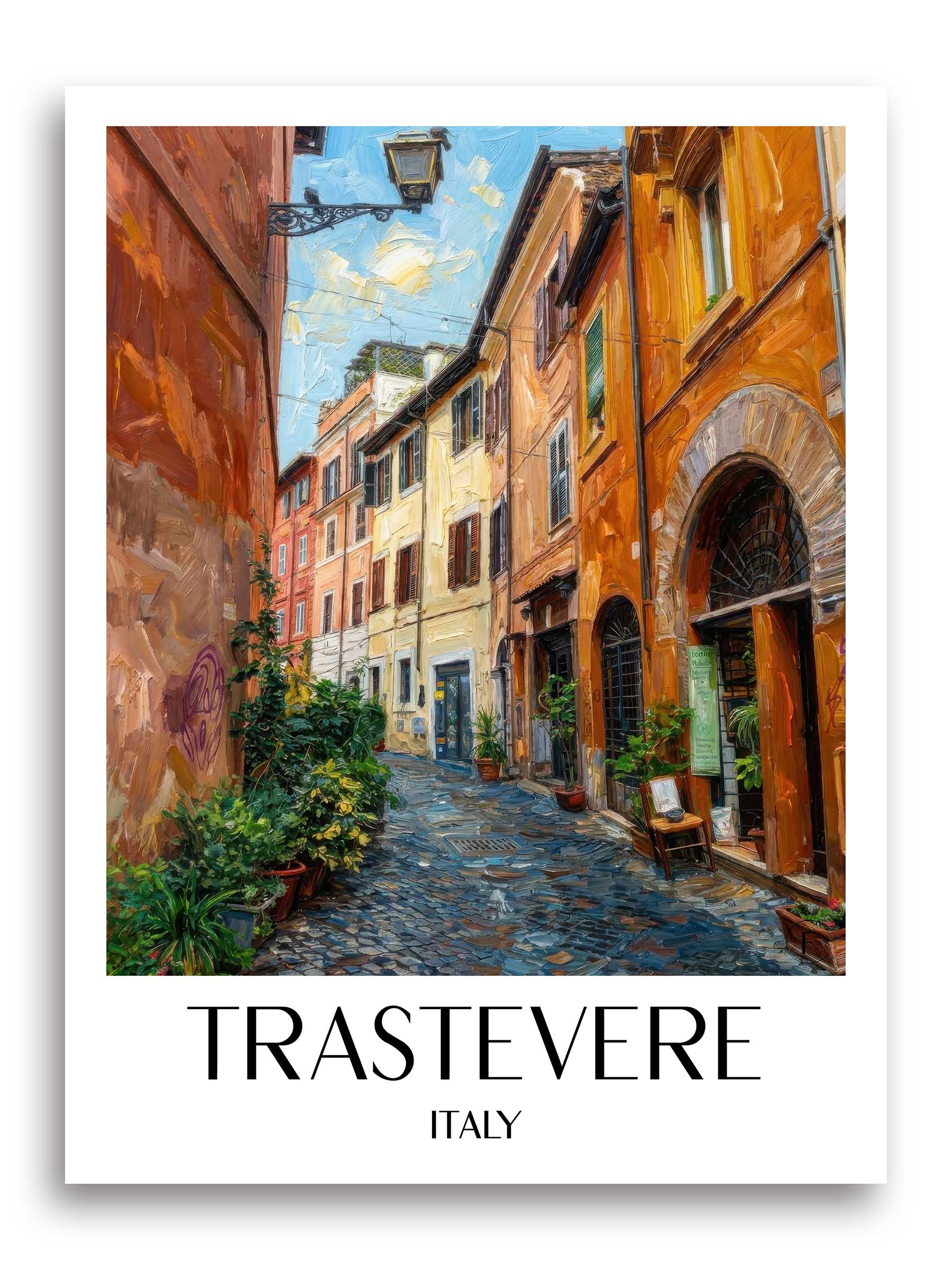 Trastevere Poster - Rom - Italien Kunstdruck - Ölgemälde von A4 bis A1