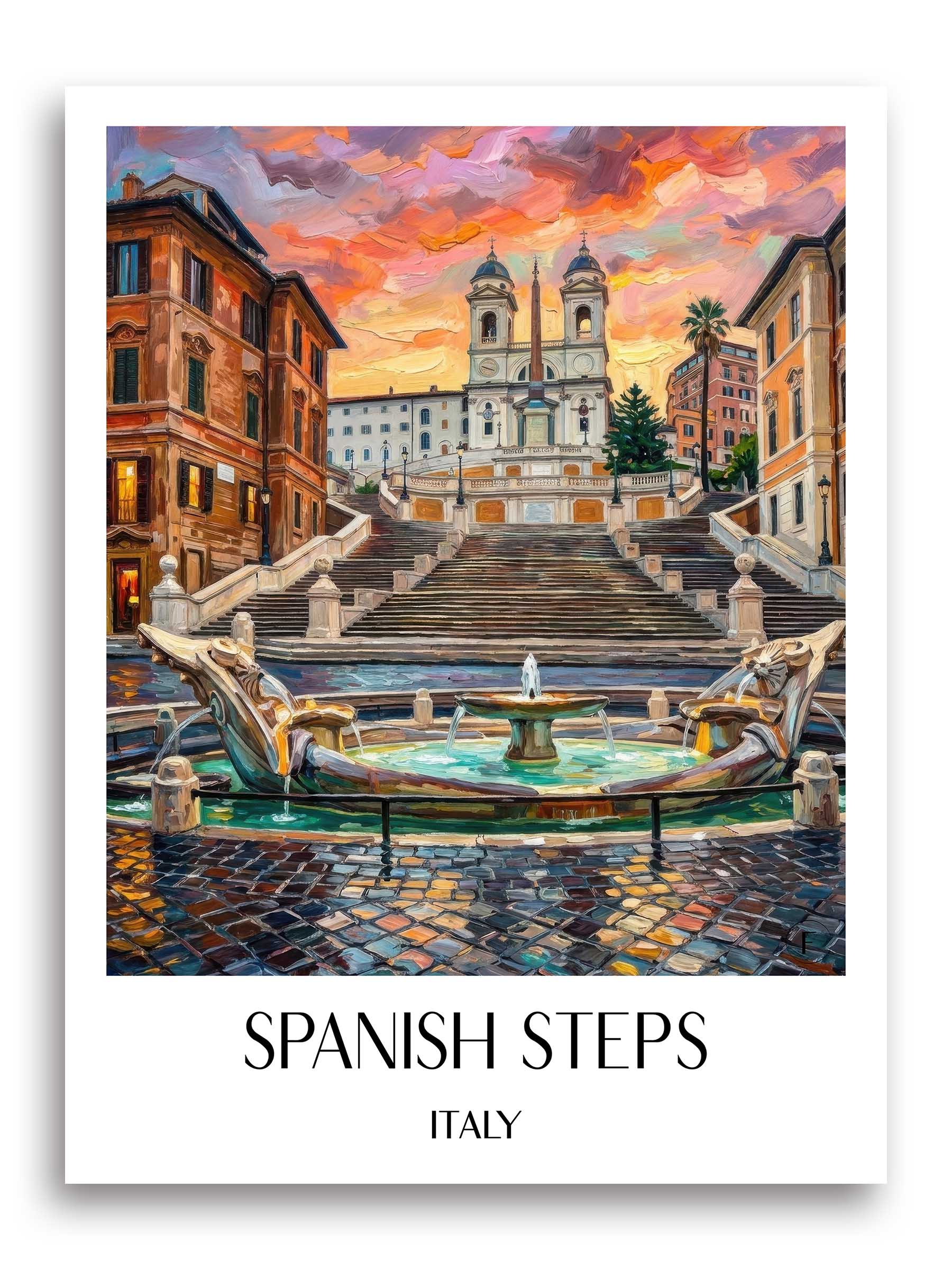 Spanische Treppe Poster - Rom - Italien Kunstdruck - Ölgemälde von A4 bis A1