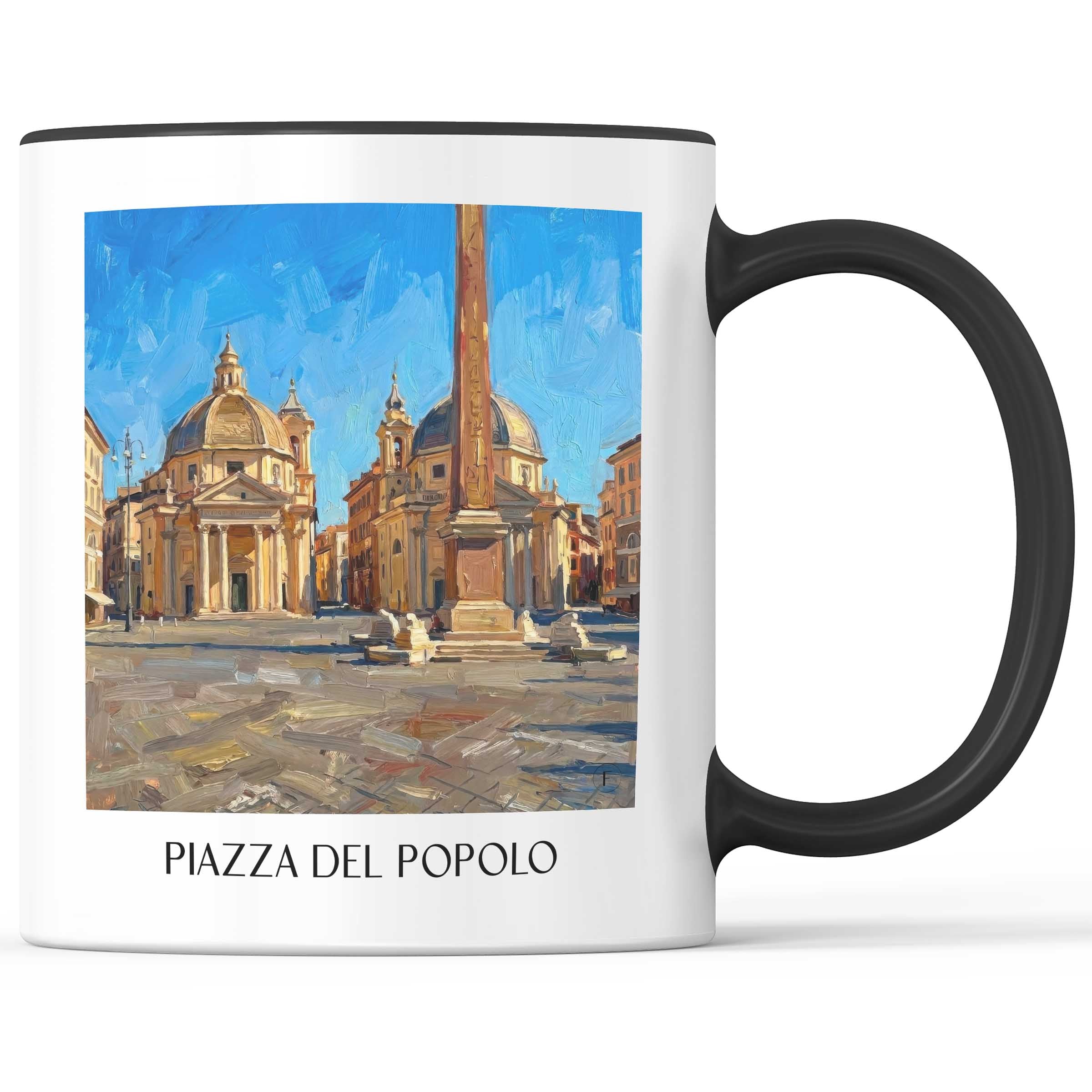 Piazza del Popolo Kaffeebecher - Rom - Italien Becher - Kaffeetasse im Ölgemälde Stil