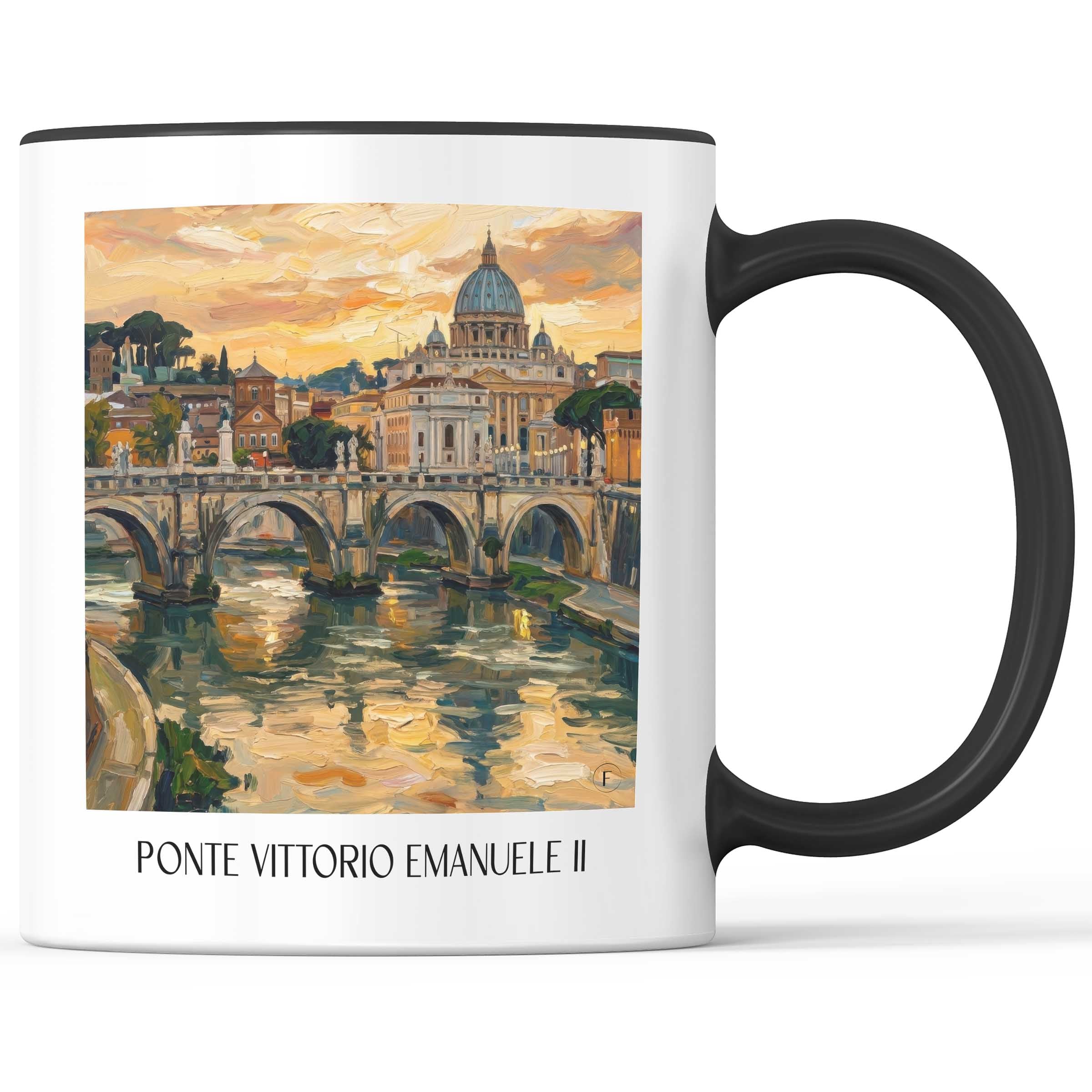 Ponte Vittorio Emanuele II Kaffeebecher - Rom - Italien Becher - Kaffeetasse im Ölgemälde Stil