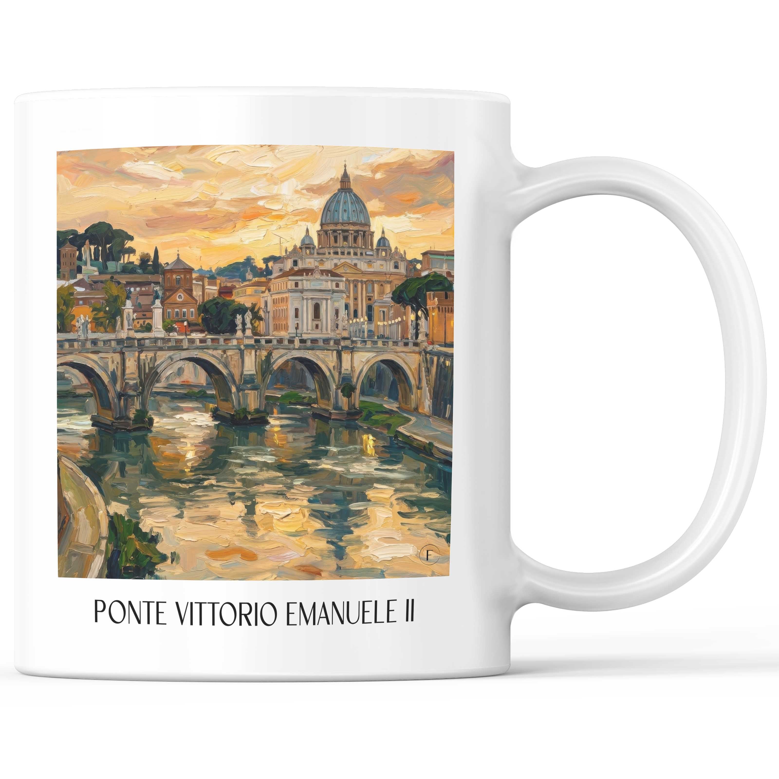 Ponte Vittorio Emanuele II Kaffeebecher - Rom - Italien Becher - Kaffeetasse im Ölgemälde Stil