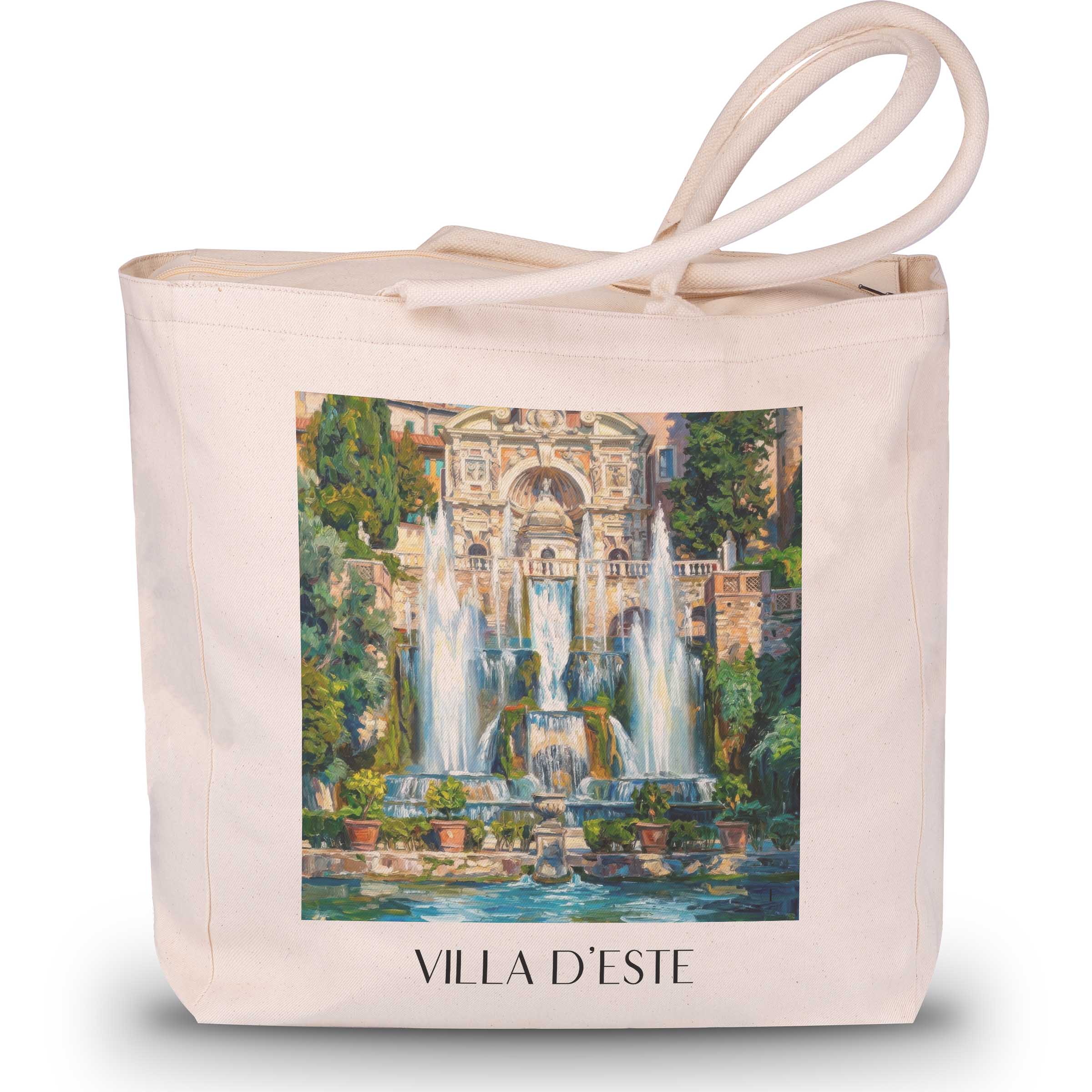 Villa d´Este Shopping Tasche - Tivoli - Italien Tote Bag - Einkaufstasche im Ölgemälde Stil