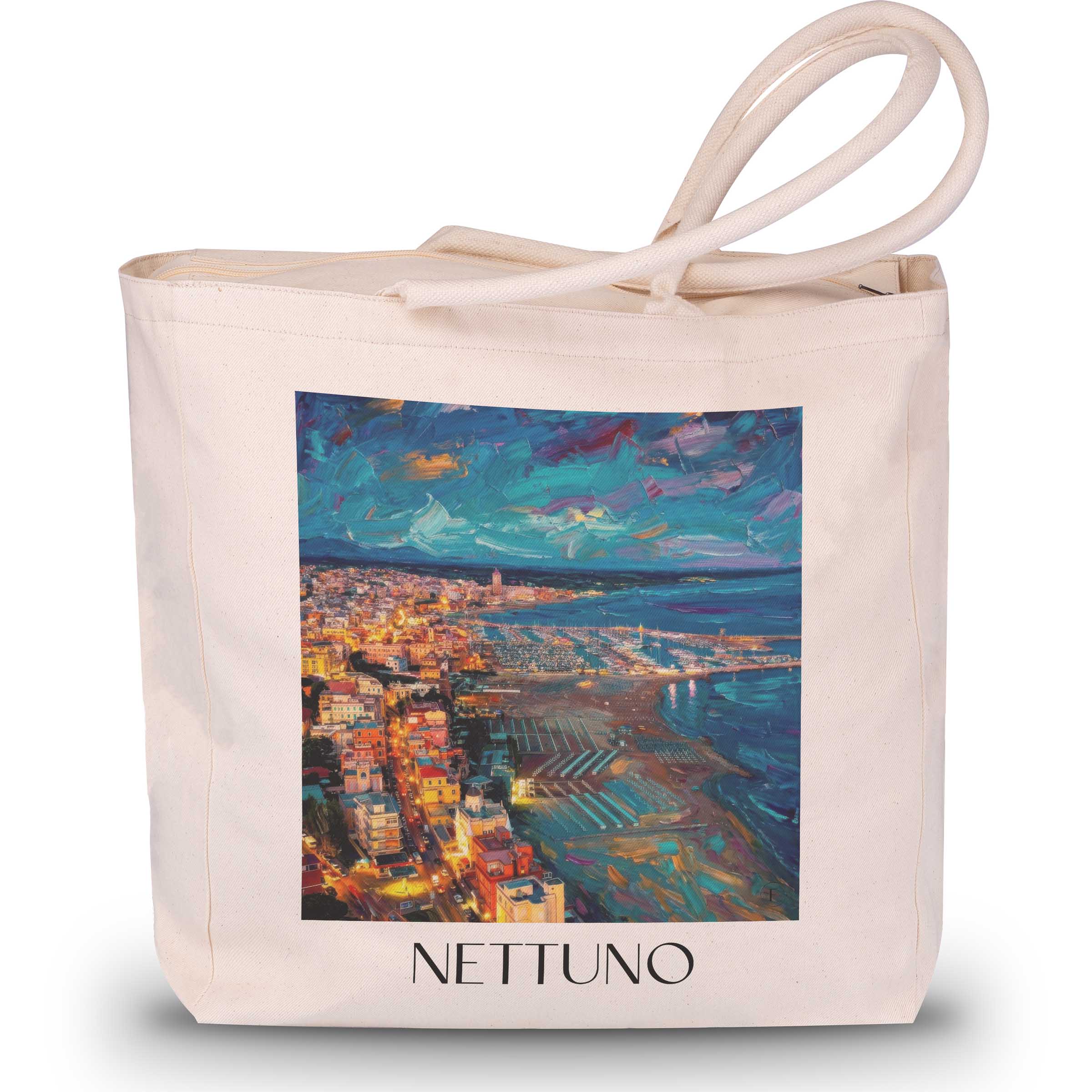 Nettuno Shopping Tasche - Latium - Italien Tote Bag - Einkaufstasche im Ölgemälde Stil