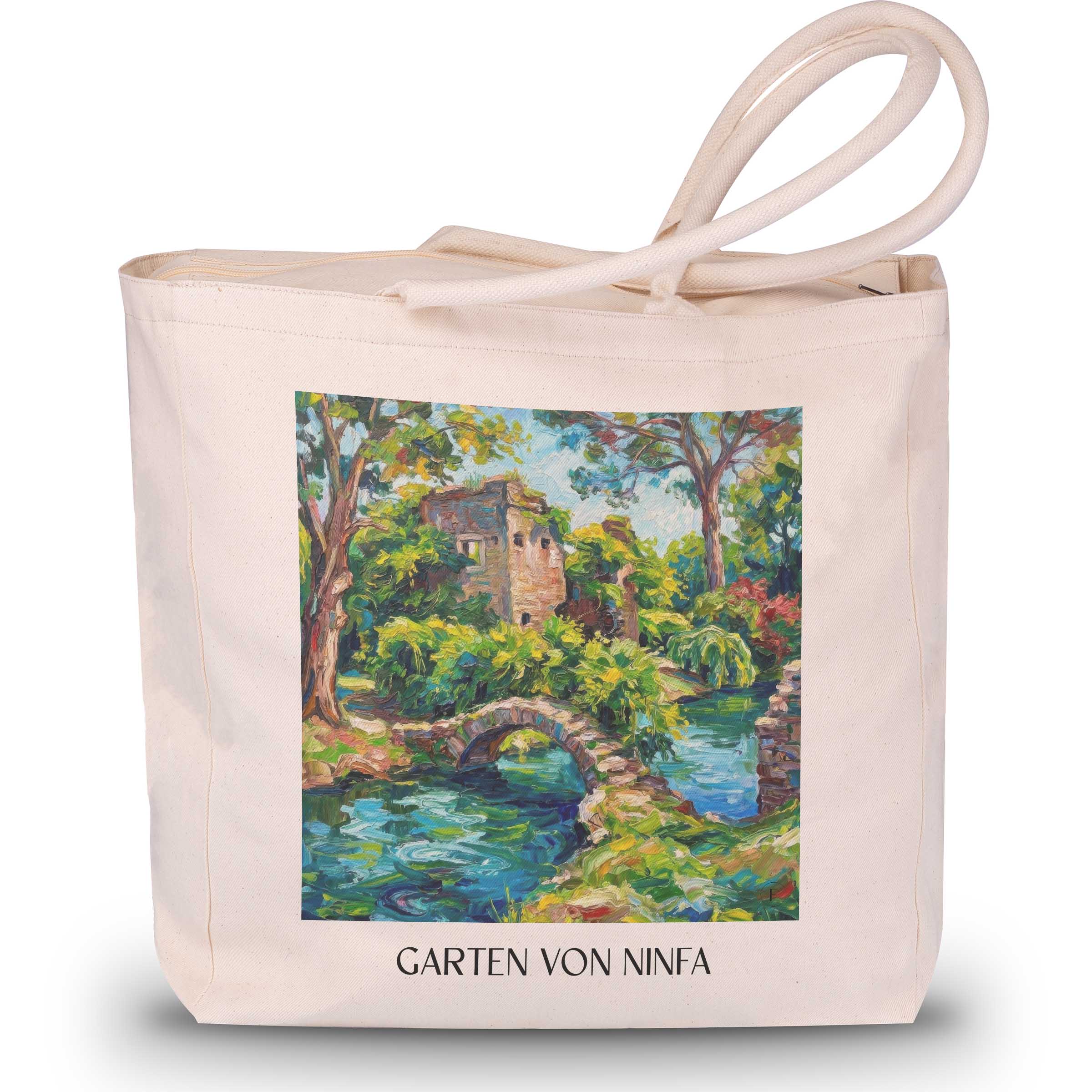 garten-von-ninfa-cisterna-di-latina-italien-einkaufstasche-oil-painting-oelgemaelde