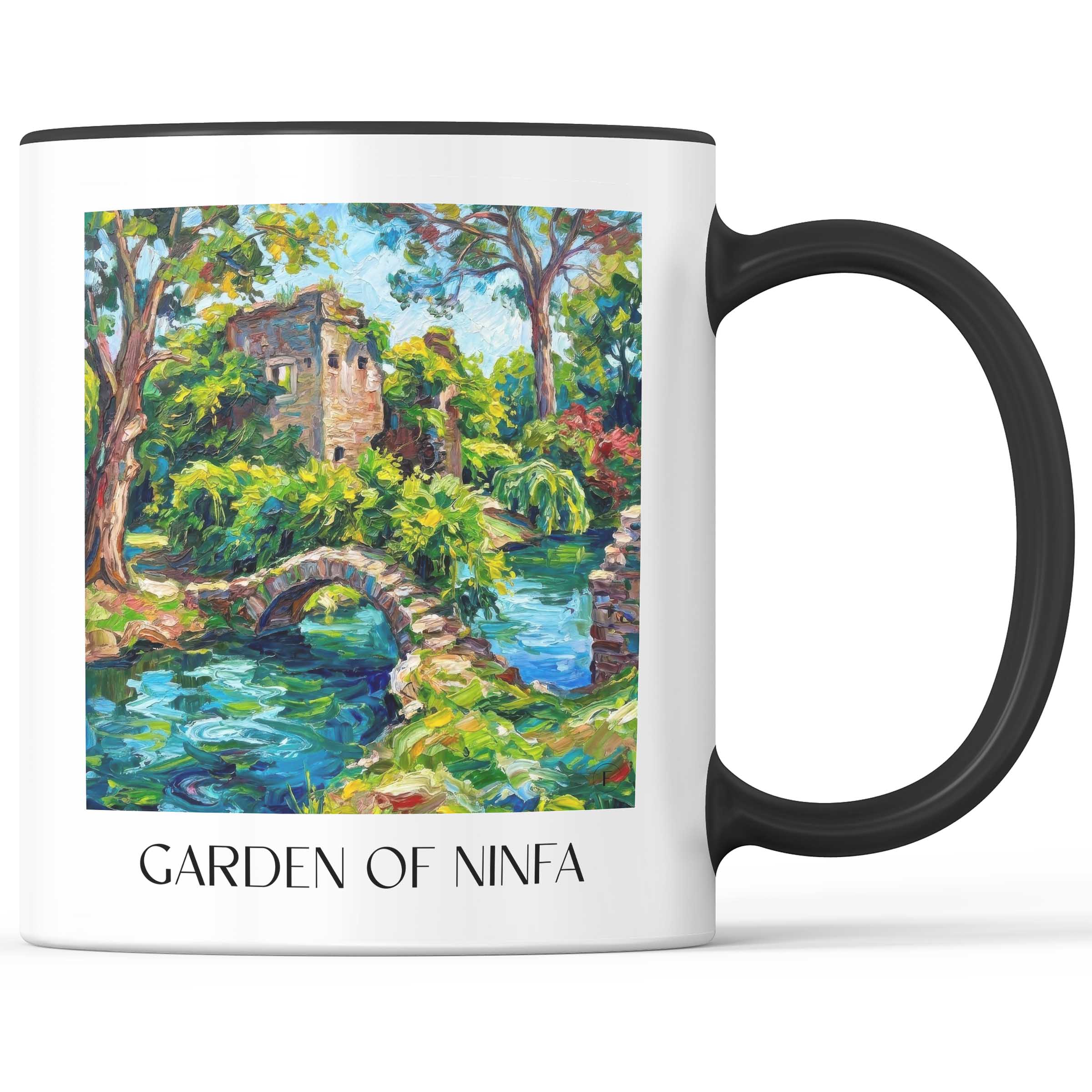 Garten von Ninfa Kaffeebecher - Cisterna di Latina - Italien Becher - Kaffeetasse im Ölgemälde Stil