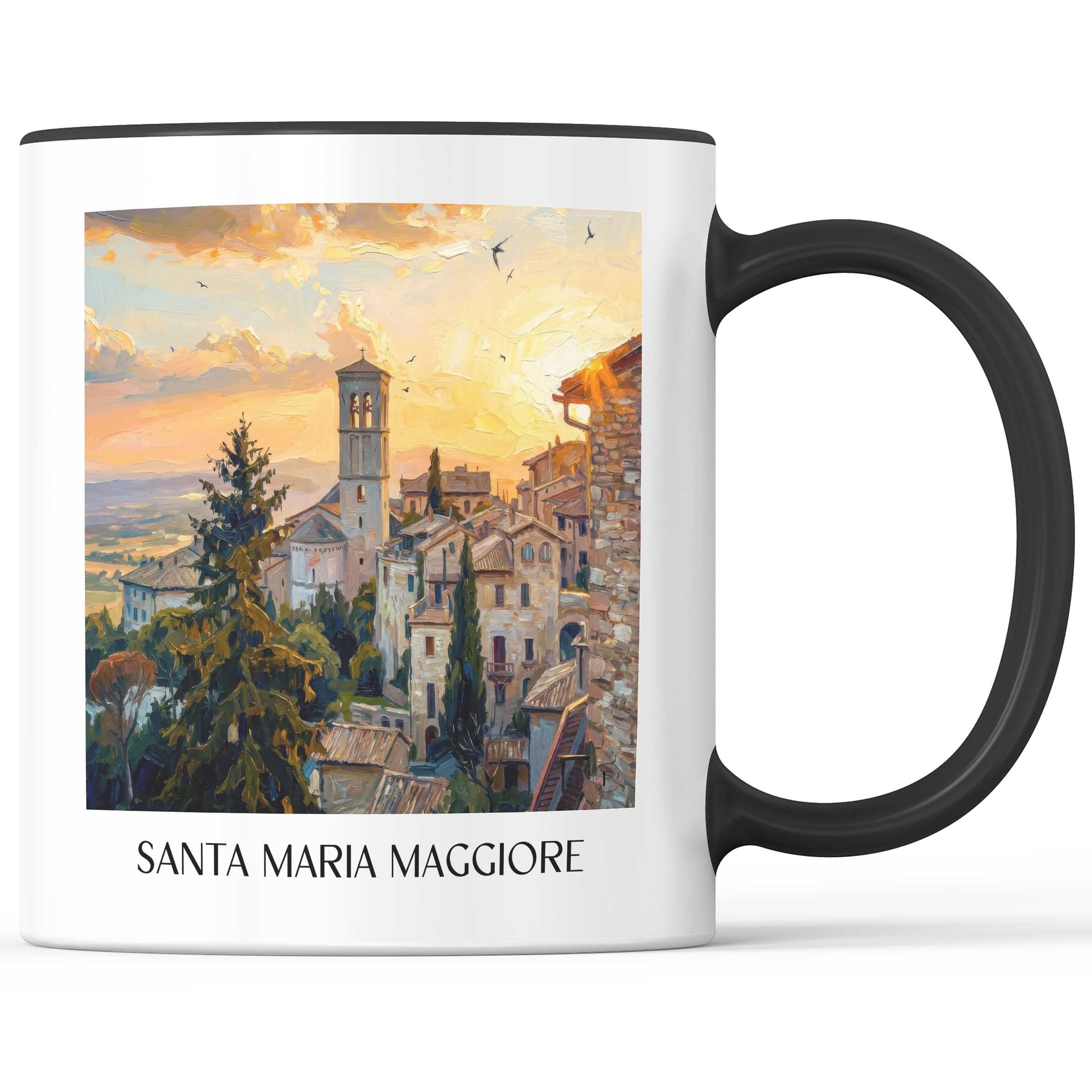 Santa Maria Maggiore Kaffeebecher - Assisi - Italien Becher - Kaffeetasse im Ölgemälde Stil