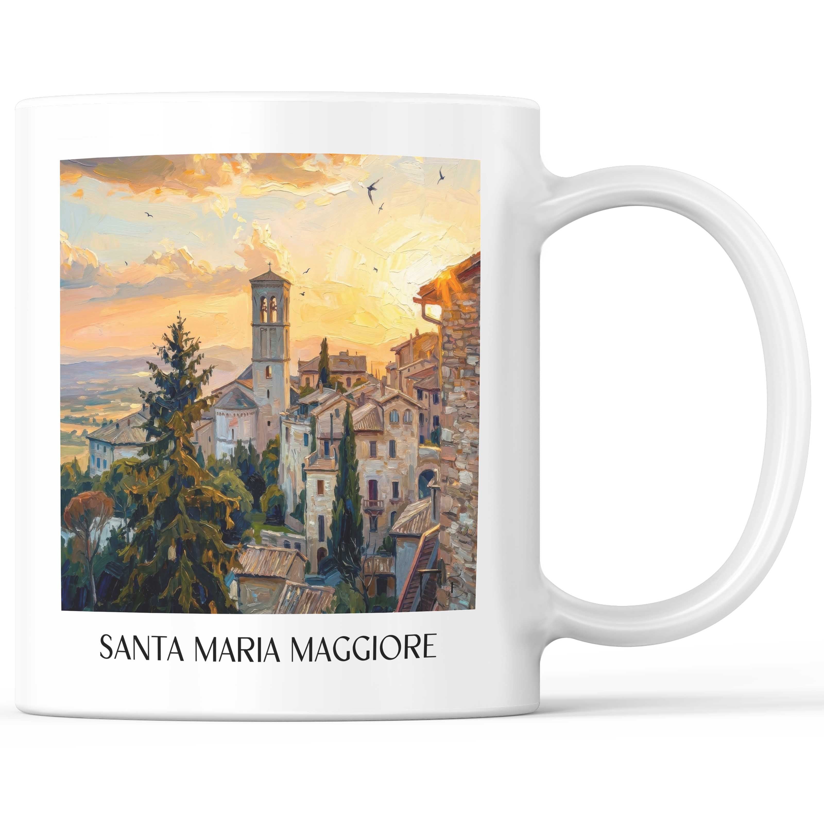 Santa Maria Maggiore Kaffeebecher - Assisi - Italien Becher - Kaffeetasse im Ölgemälde Stil