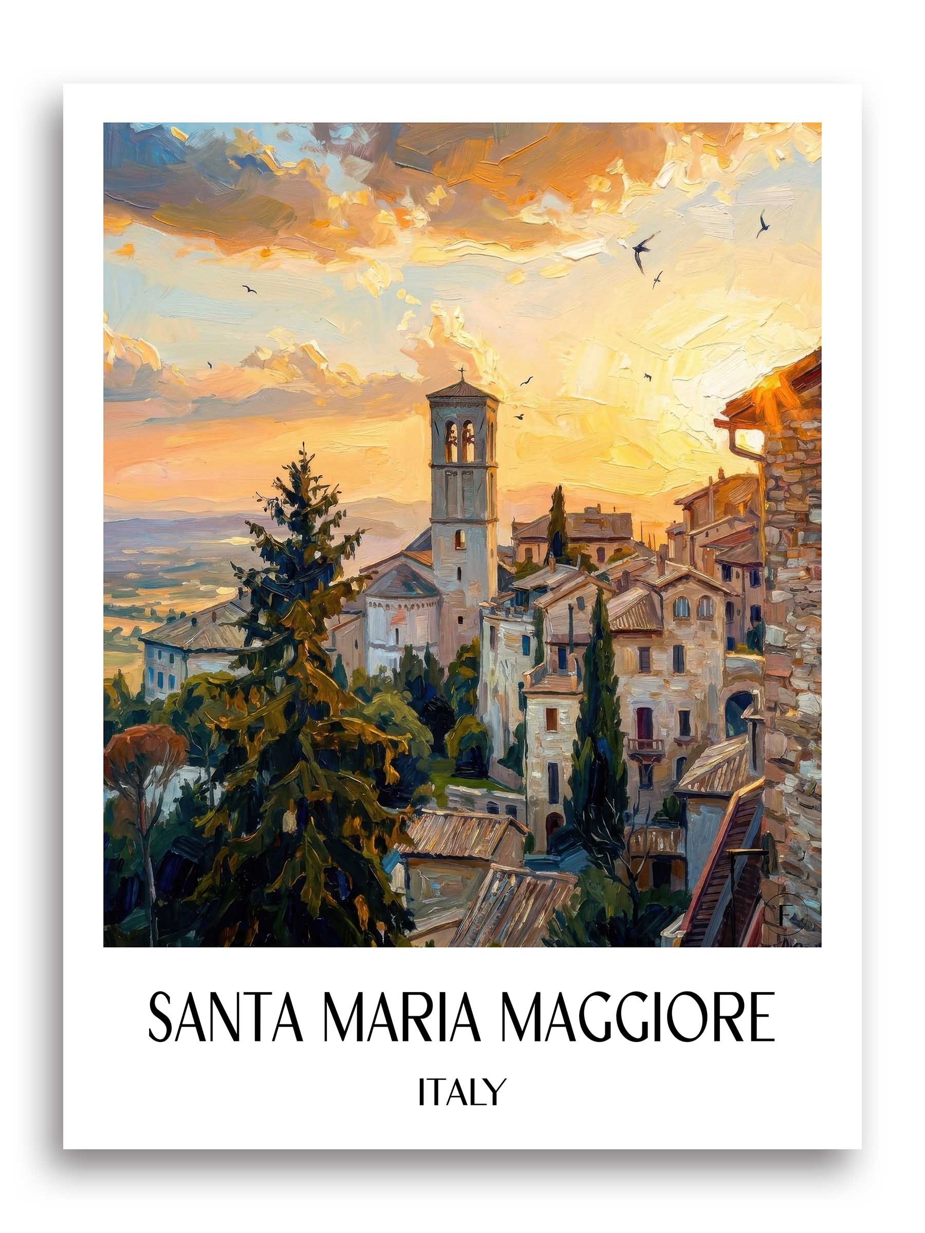 Santa Maria Maggiore Poster - Assisi - Italien Kunstdruck - Ölgemälde von A4 bis A1