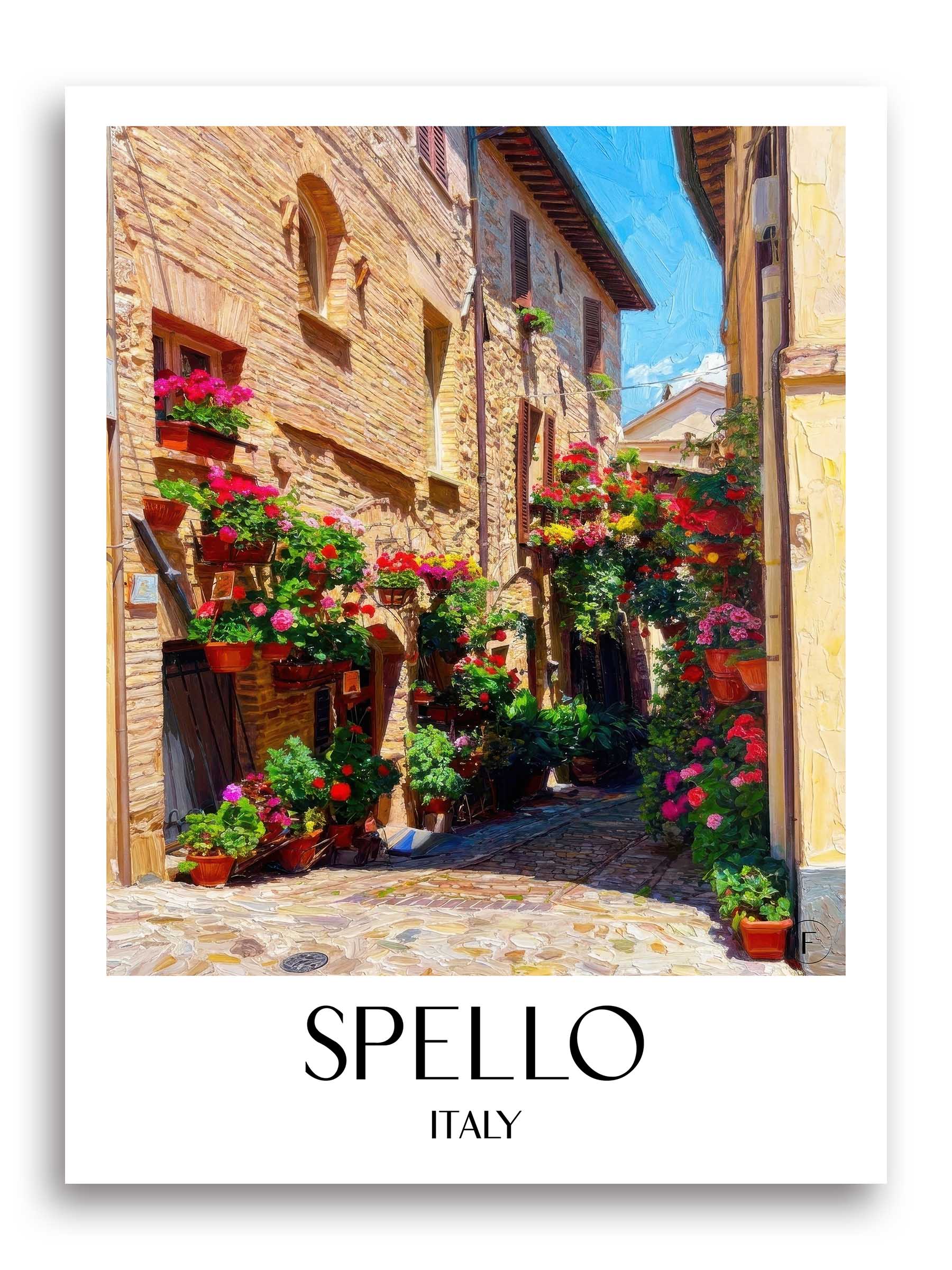 Spello Poster - Umbrien - Italien Kunstdruck - Ölgemälde von A4 bis A1