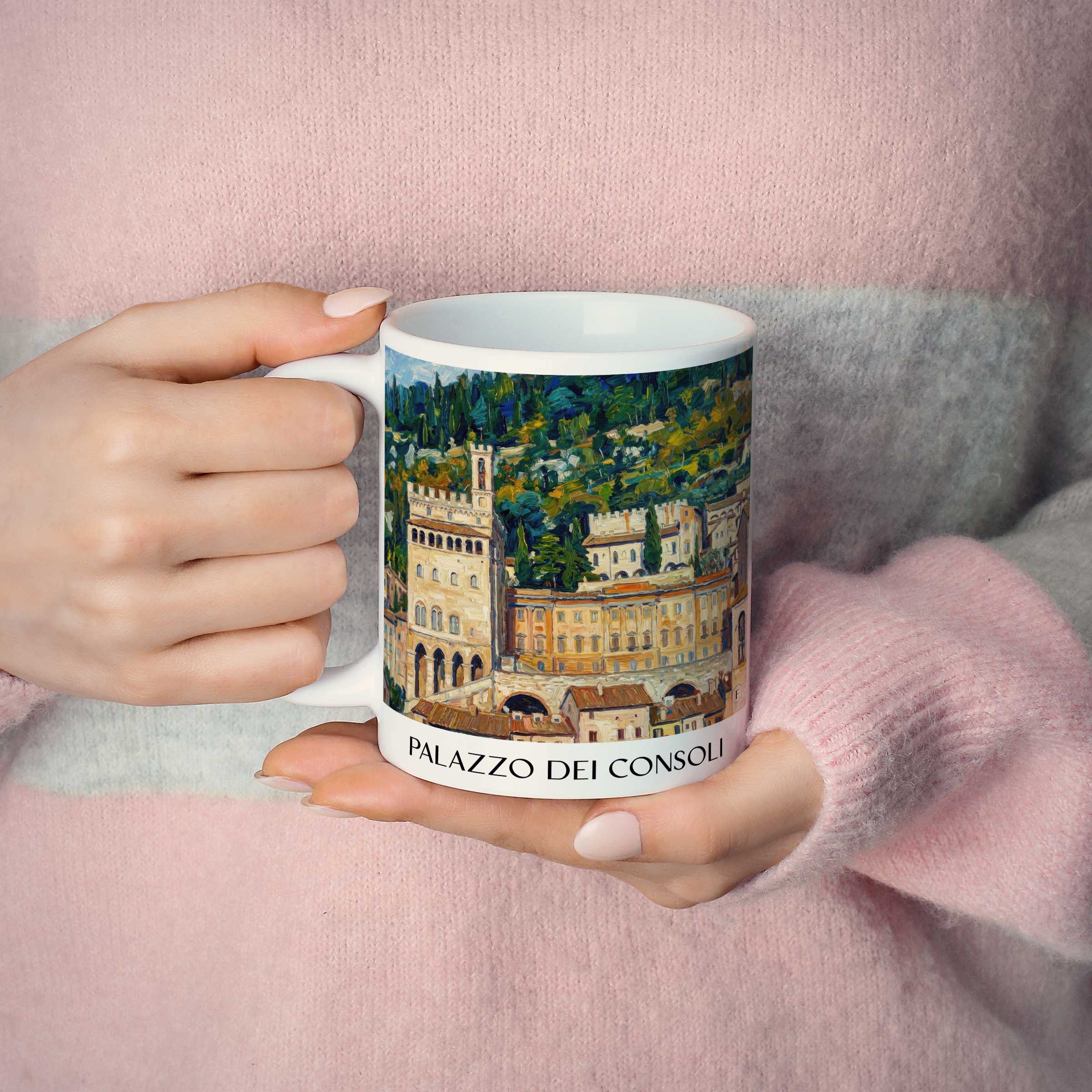 palazzo-dei-consoli-gubbio-italien-kaffeebecher-oil-painting-oelgemaelde