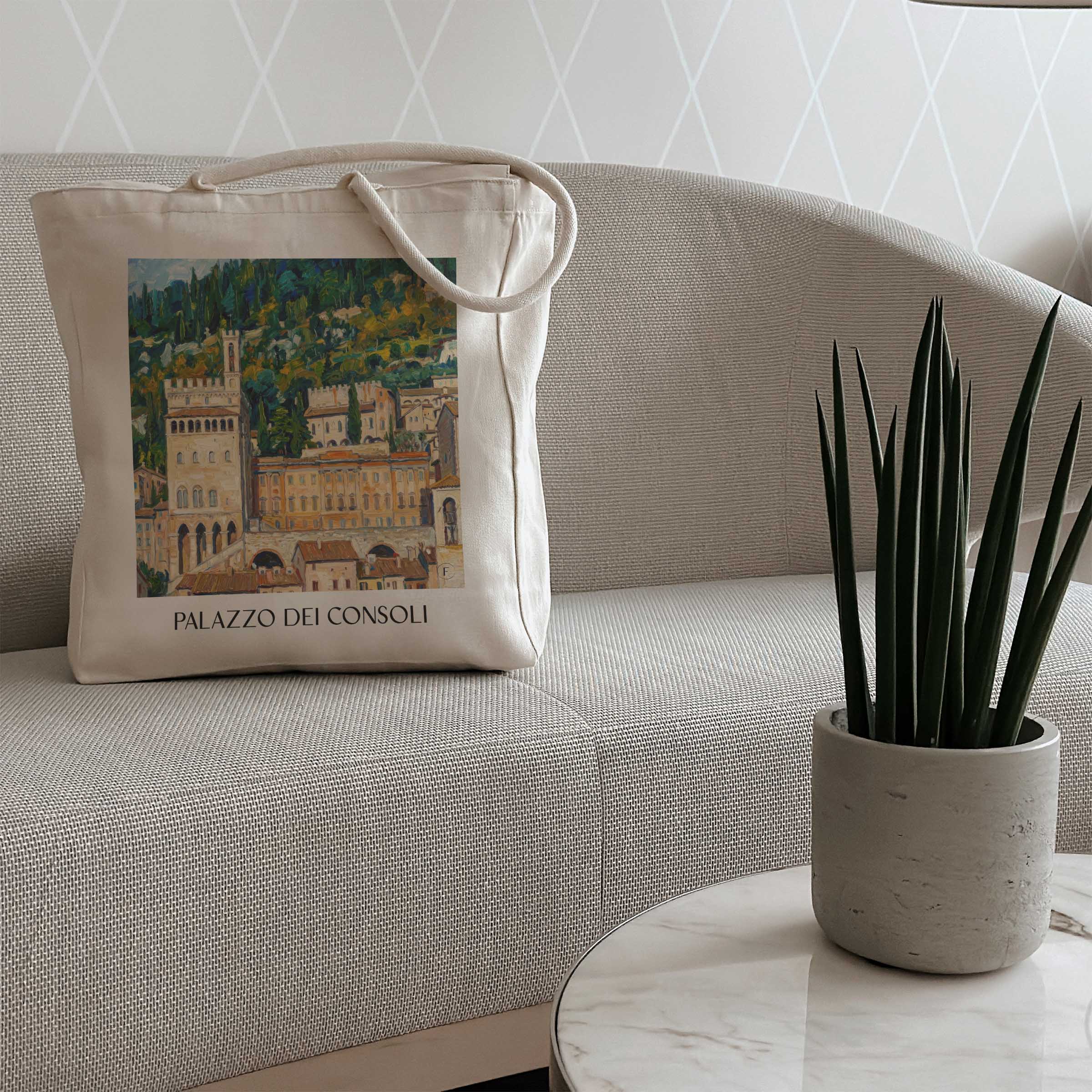 palazzo-dei-consoli-gubbio-italien-einkaufstasche-oil-painting-oelgemaelde