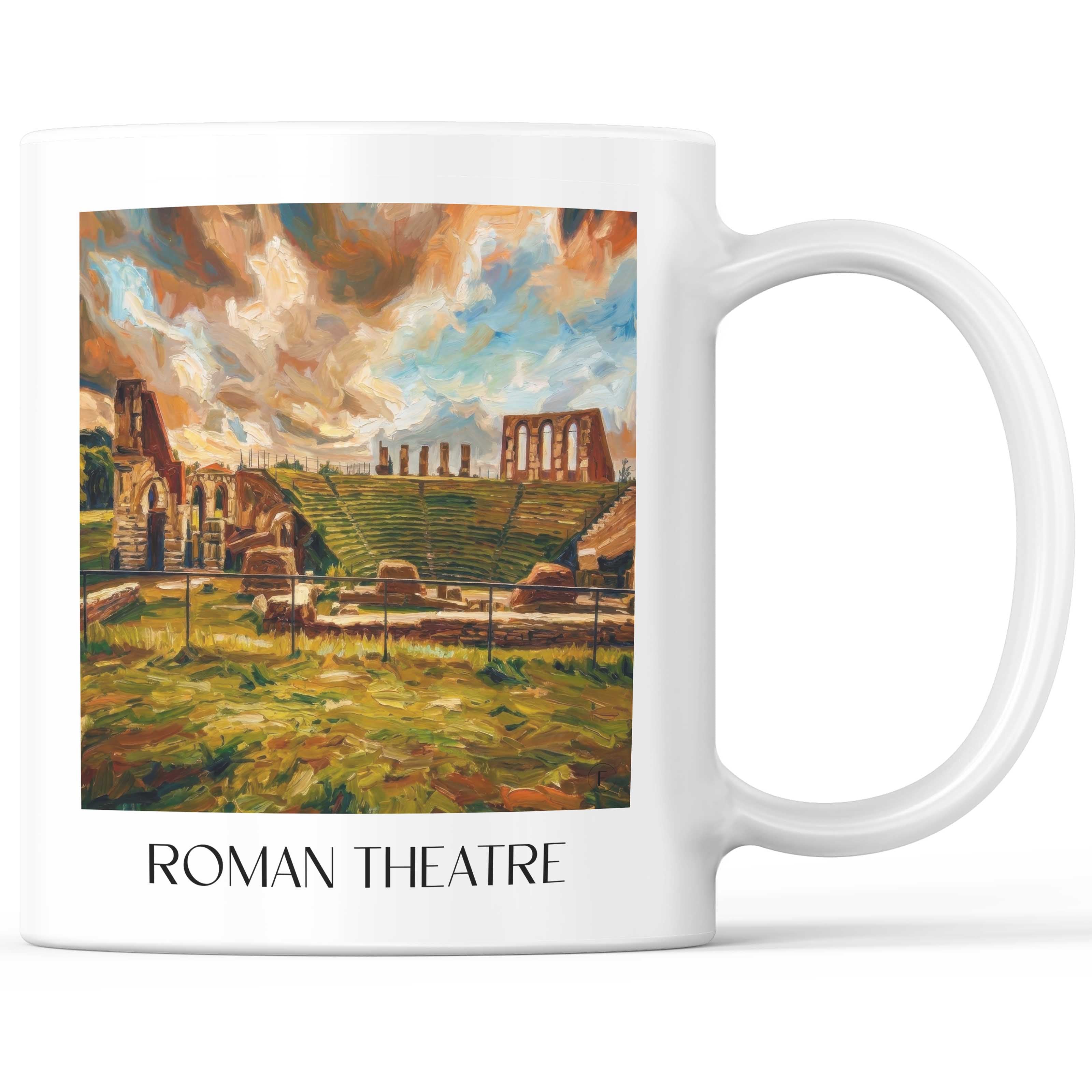 Römisches Theater Kaffeebecher - Gubbio - Italien Becher - Kaffeetasse im Ölgemälde Stil