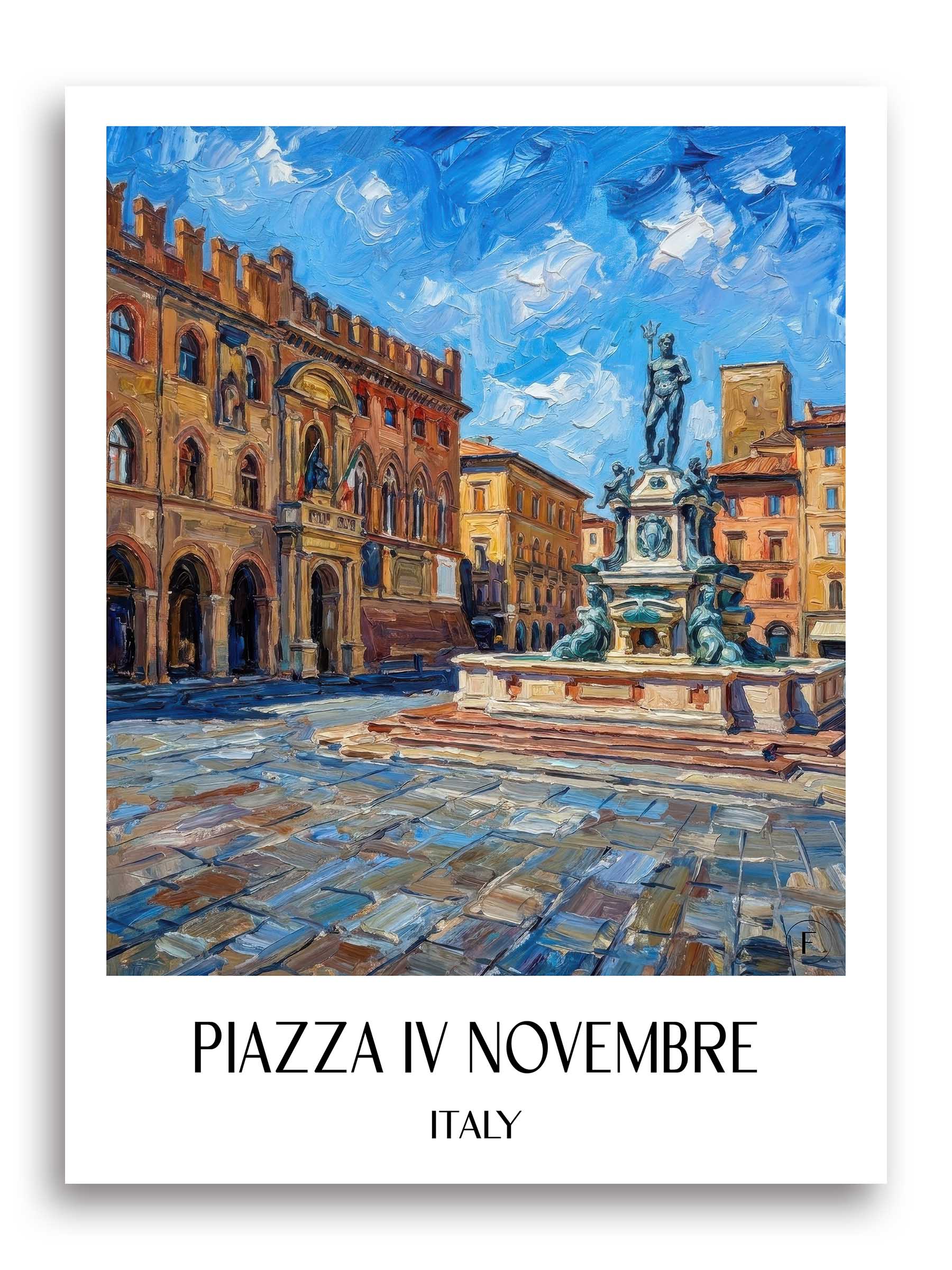 Piazza IV Novembre Poster - Perugia - Italien Kunstdruck - Ölgemälde von A4 bis A1