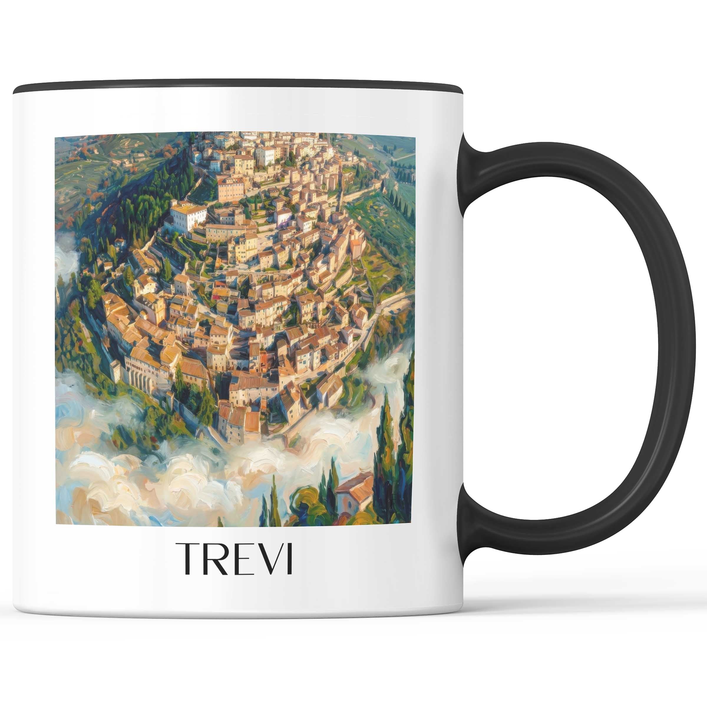 Trevi Kaffeebecher - Umbrien - Italien Becher - Kaffeetasse im Ölgemälde Stil