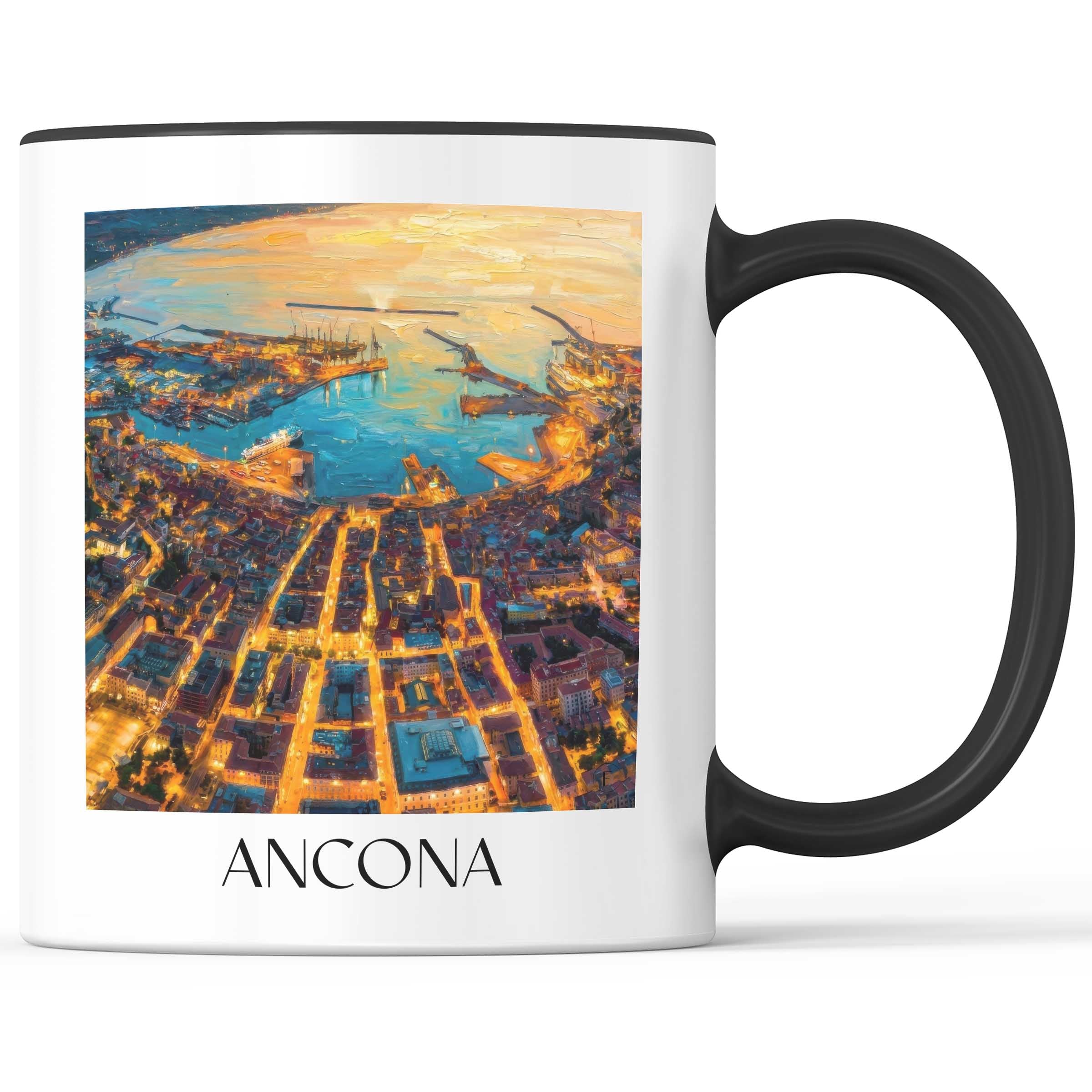 Ancona Kaffeebecher - Marken - Italien Becher - Kaffeetasse im Ölgemälde Stil