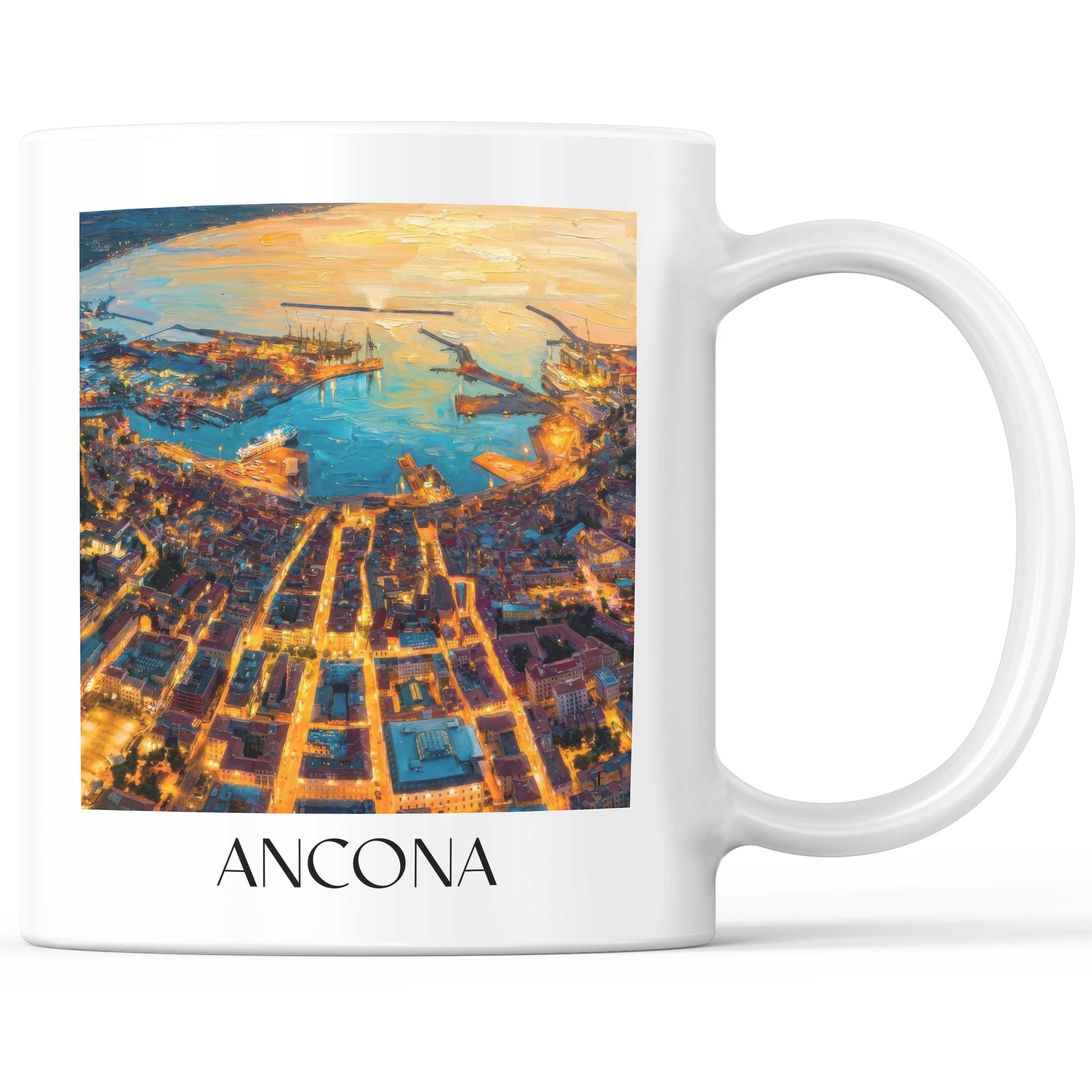 Ancona Kaffeebecher - Marken - Italien Becher - Kaffeetasse im Ölgemälde Stil
