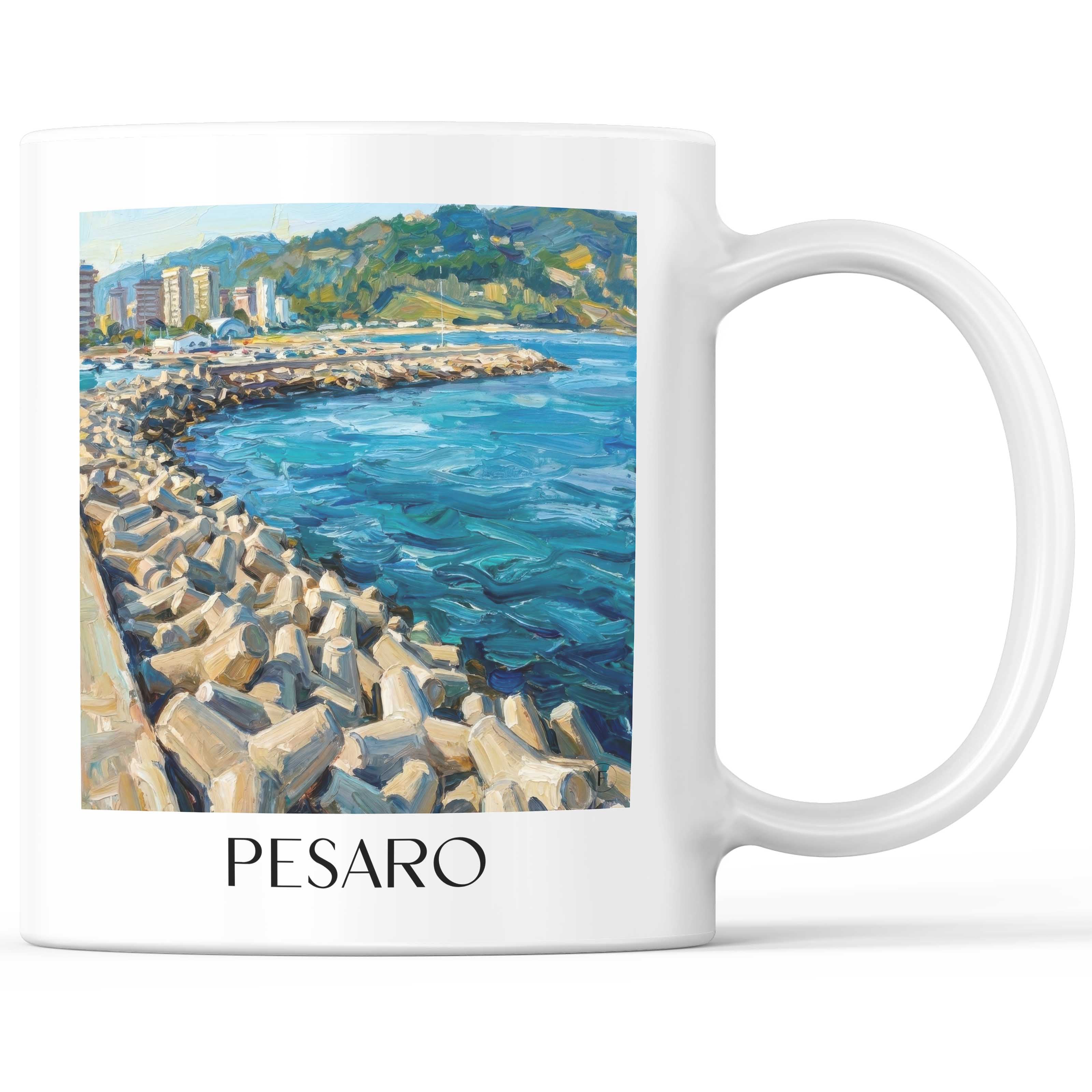 Pesaro Kaffeebecher - Marken - Italien Becher - Kaffeetasse im Ölgemälde Stil