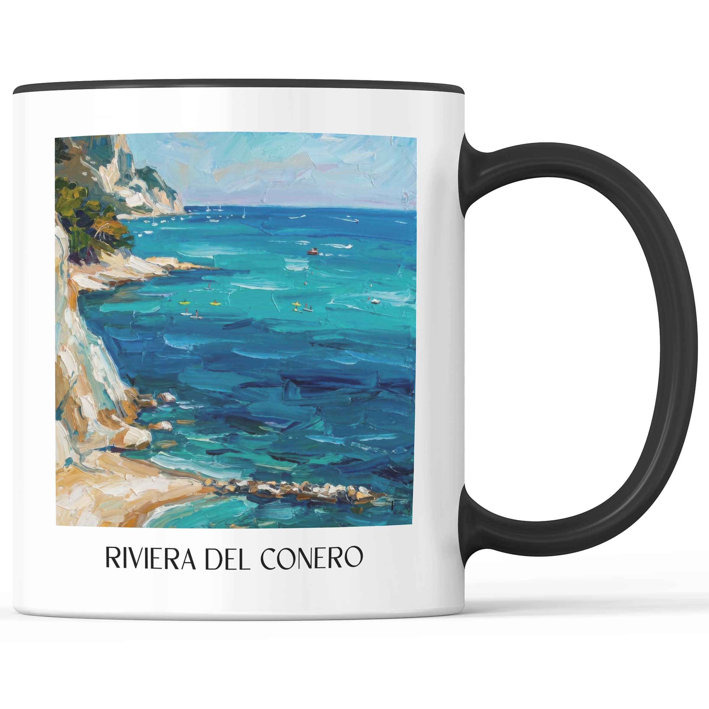 Riviera del Conero Kaffeebecher - Sirolo - Italien Becher - Kaffeetasse im Ölgemälde Stil