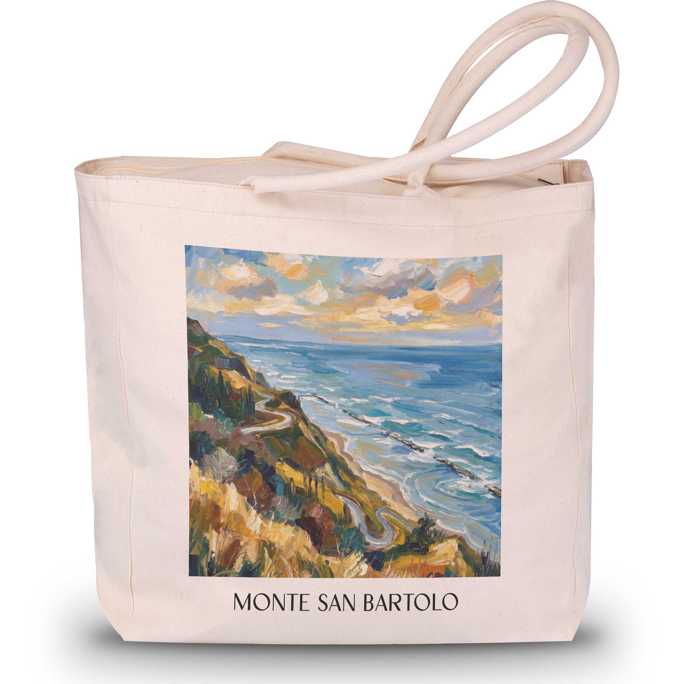 Monte San Bartolo Shopping Tasche - Marken - Italien Tote Bag - Einkaufstasche im Ölgemälde Stil