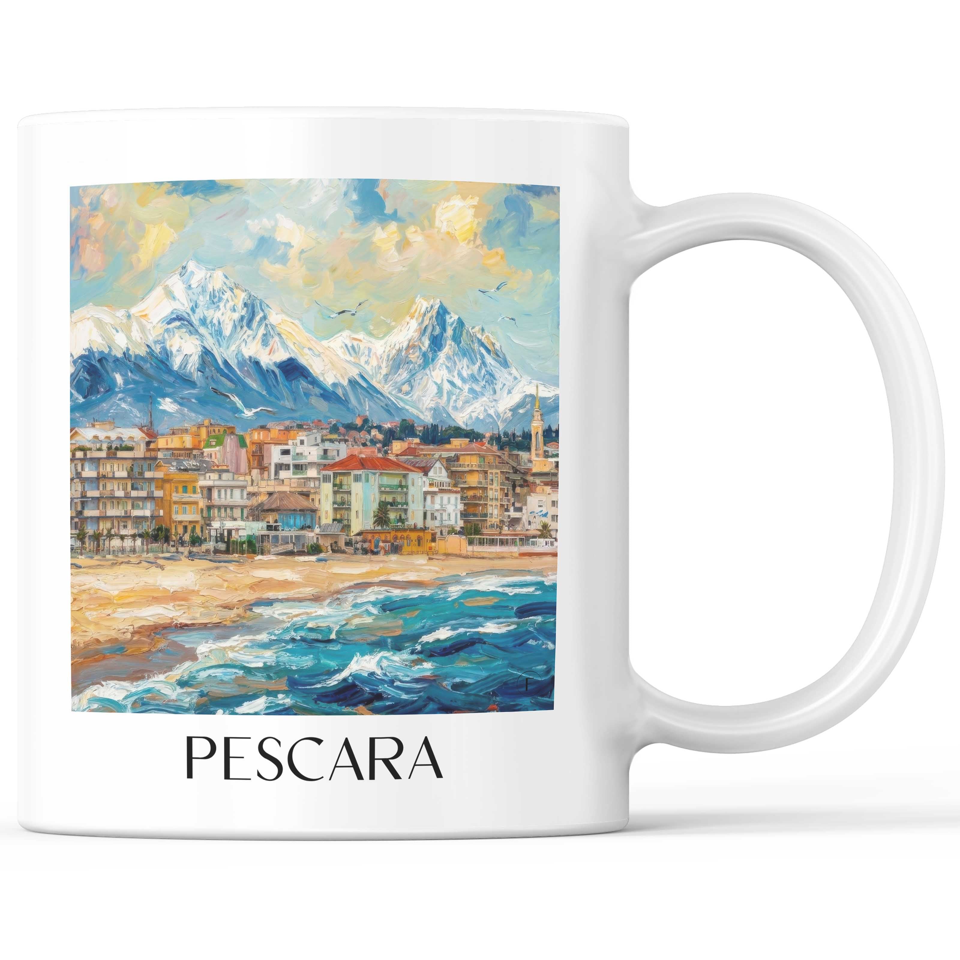 Pescara Kaffeebecher - Abruzzen - Italien Becher - Kaffeetasse im Ölgemälde Stil