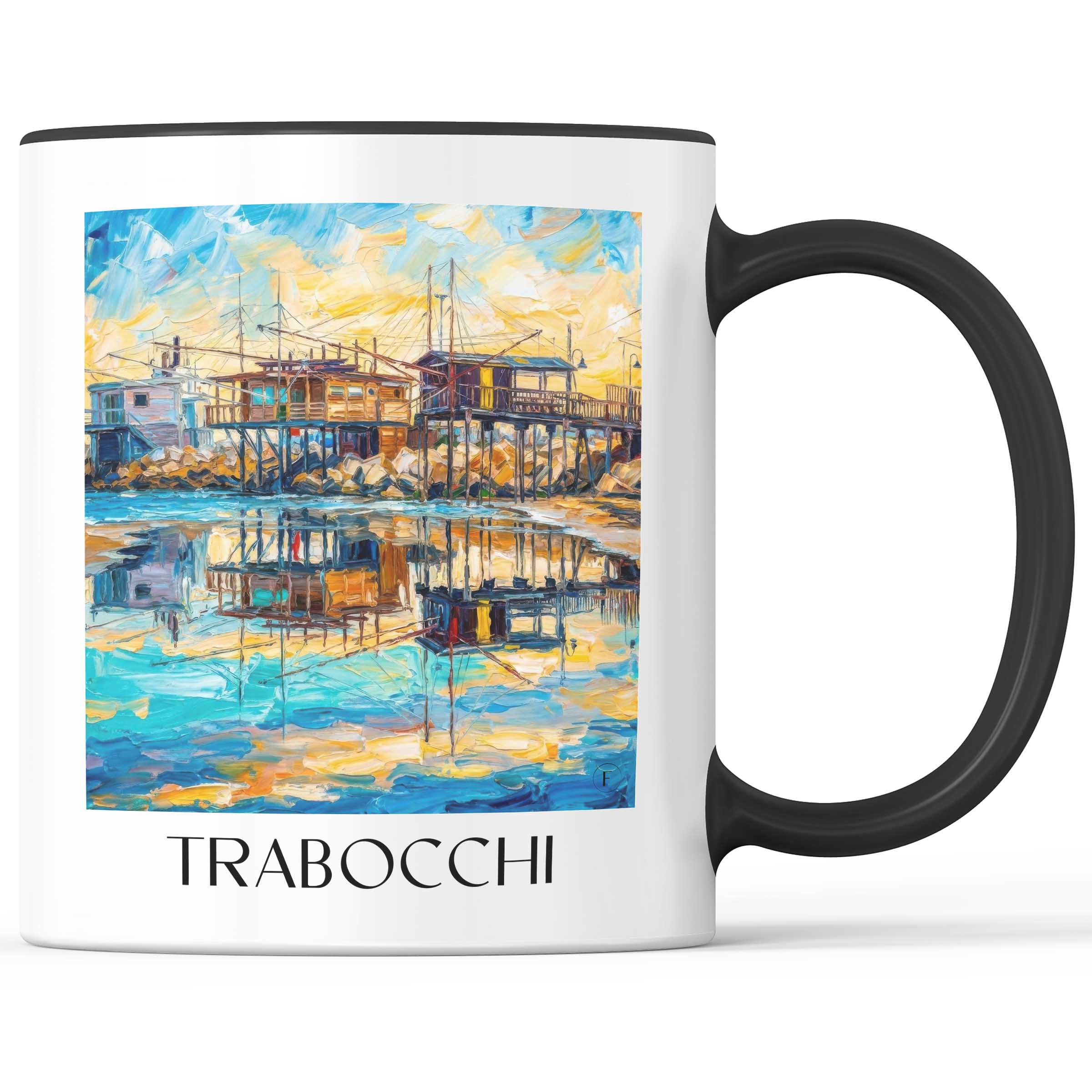 Trabocchi Kaffeebecher - Pescara - Italien Becher - Kaffeetasse im Ölgemälde Stil