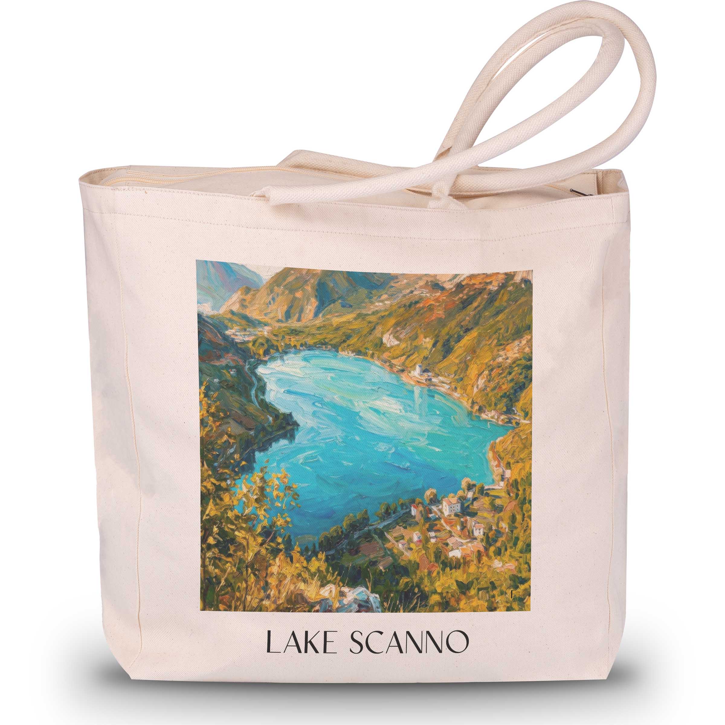 Lago di Scanno Shopping Tasche - Abruzzen - Italien Tote Bag - Einkaufstasche im ĂlgemĂ€lde Stil
