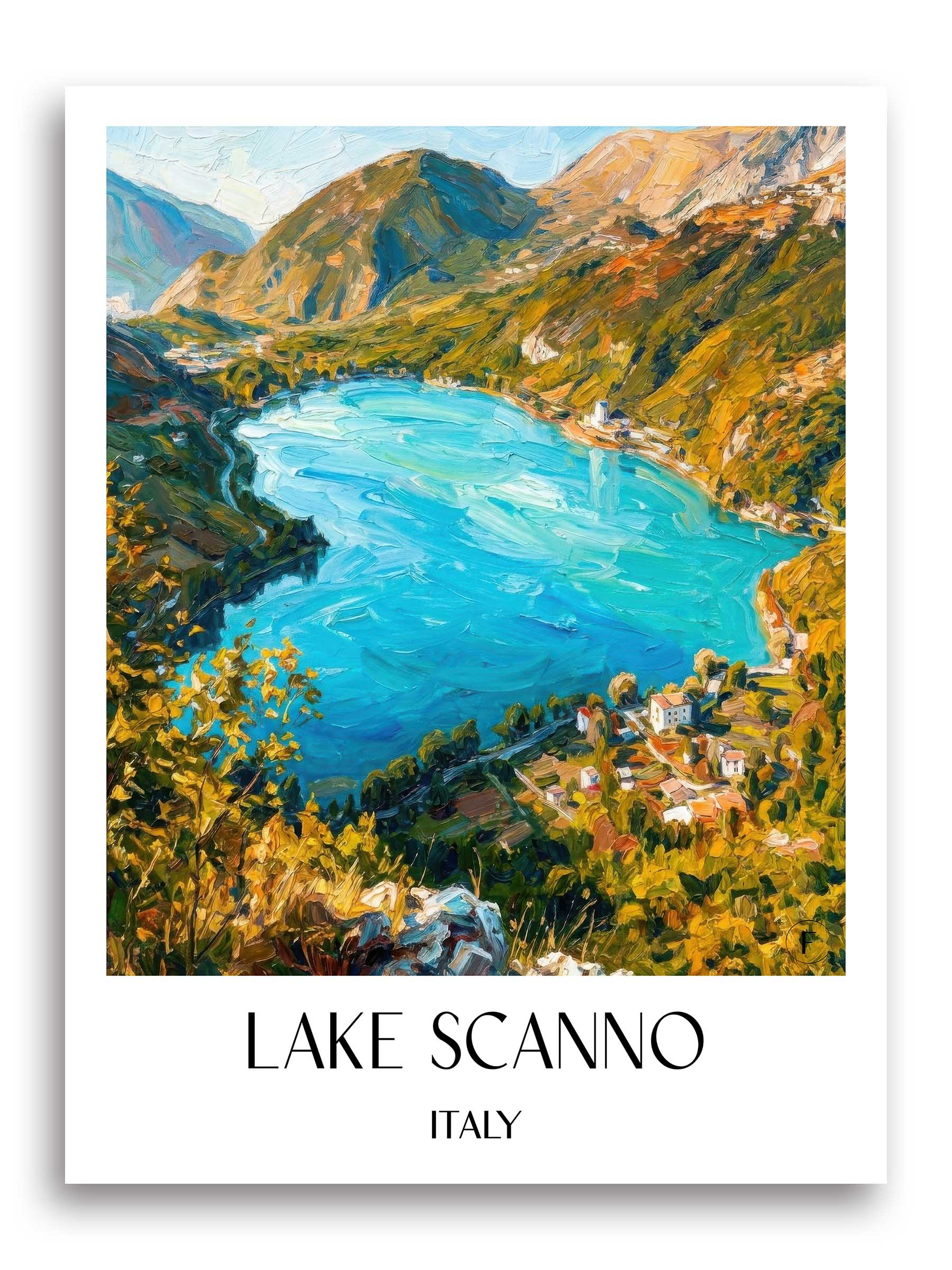 Lago di Scanno Poster - Abruzzen - Italien Kunstdruck - Ölgemälde von A4 bis A1