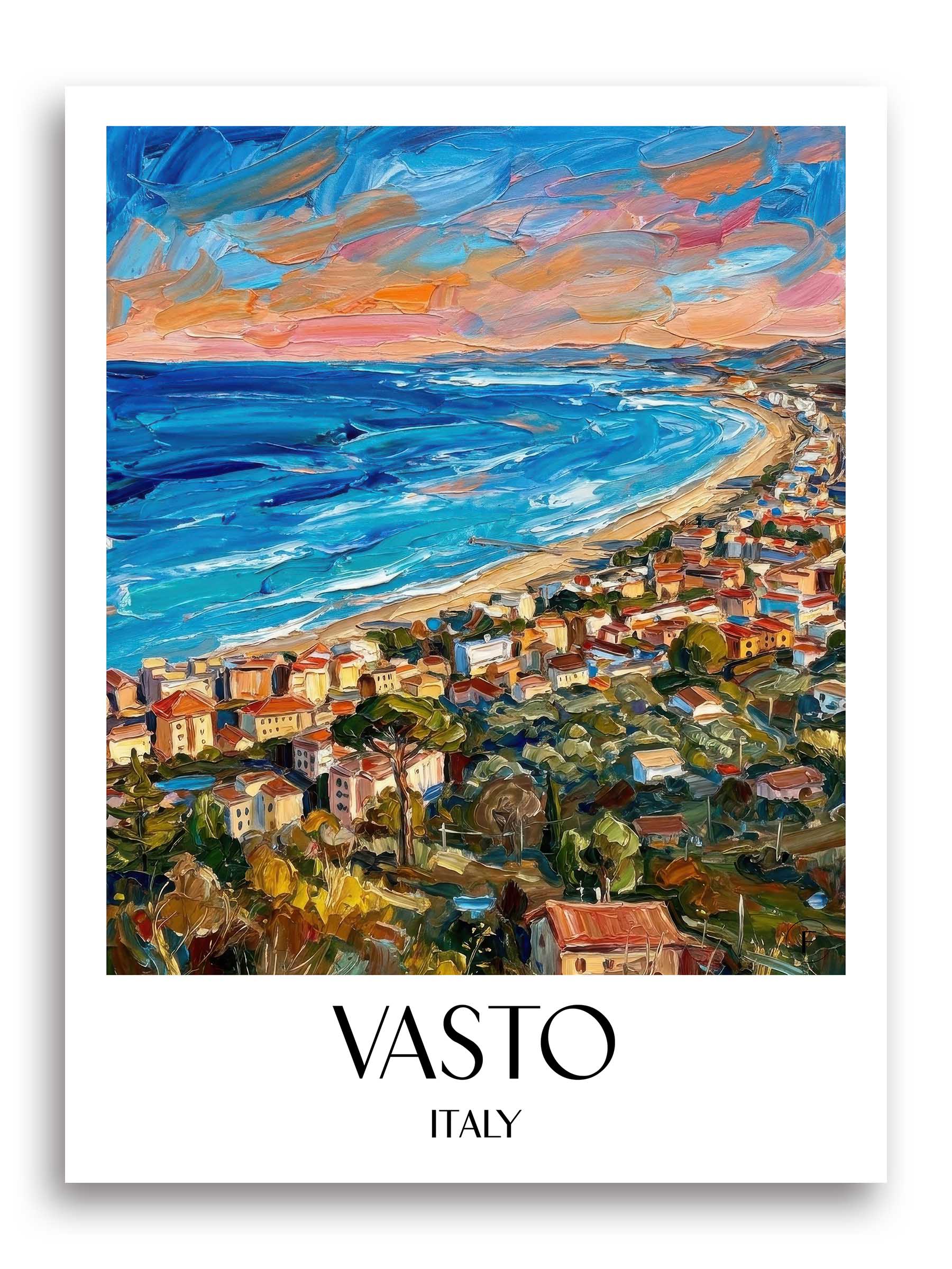Vasto Poster - Abruzzen - Italien Kunstdruck - Ölgemälde von A4 bis A1