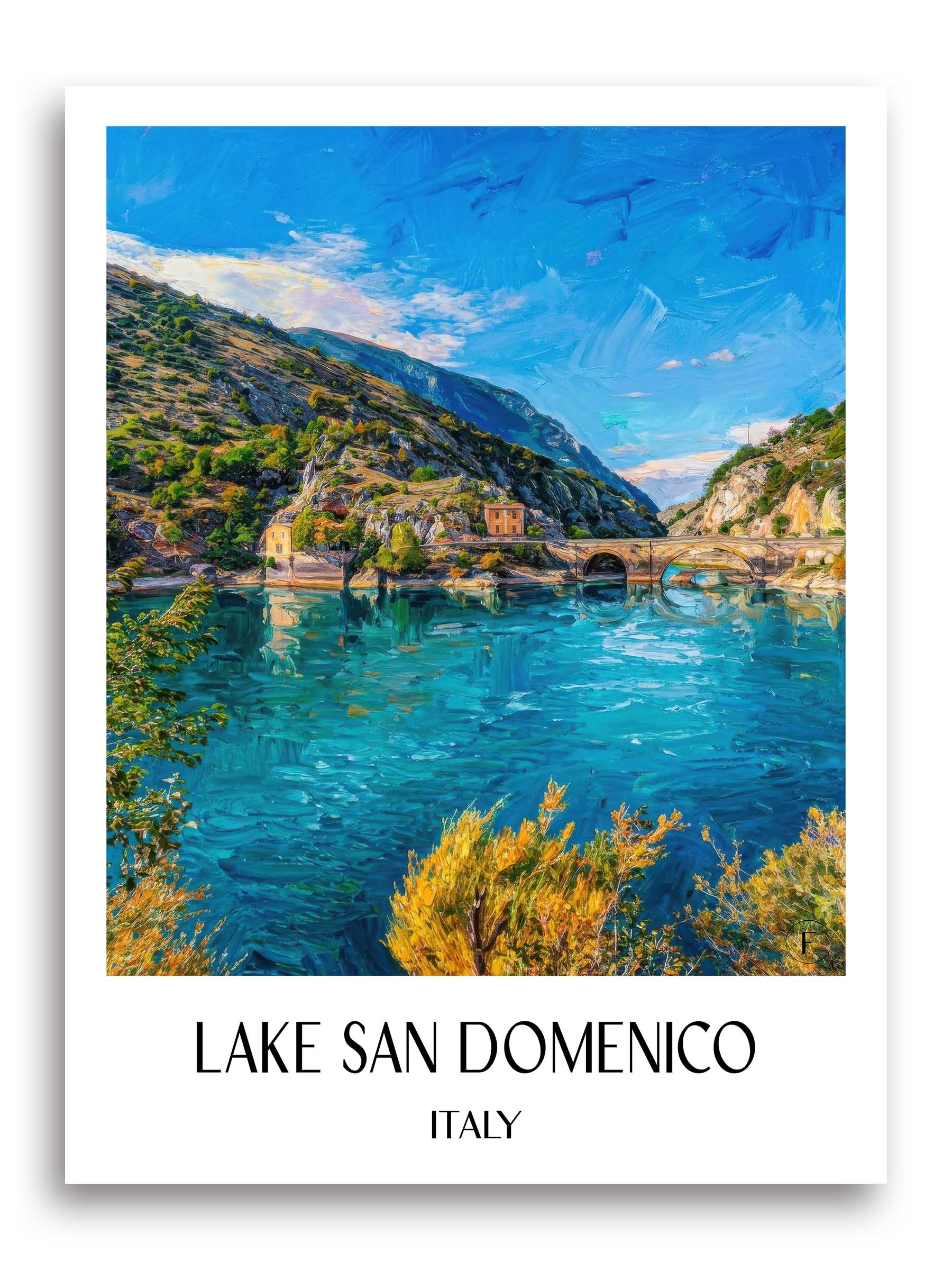 Lago di San Domenico Poster - Villalago - Italien Kunstdruck - Ölgemälde von A4 bis A1