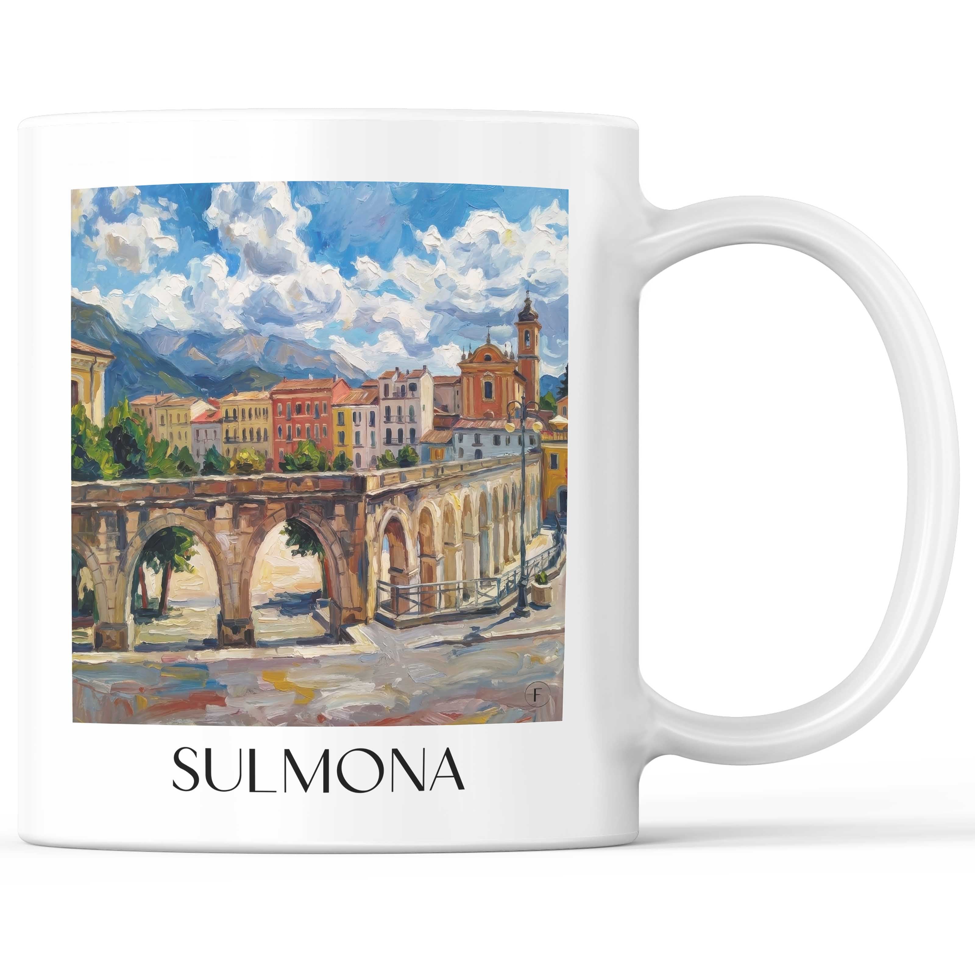 Sulmona Kaffeebecher - L´Aquila - Italien Becher - Kaffeetasse im Ölgemälde Stil