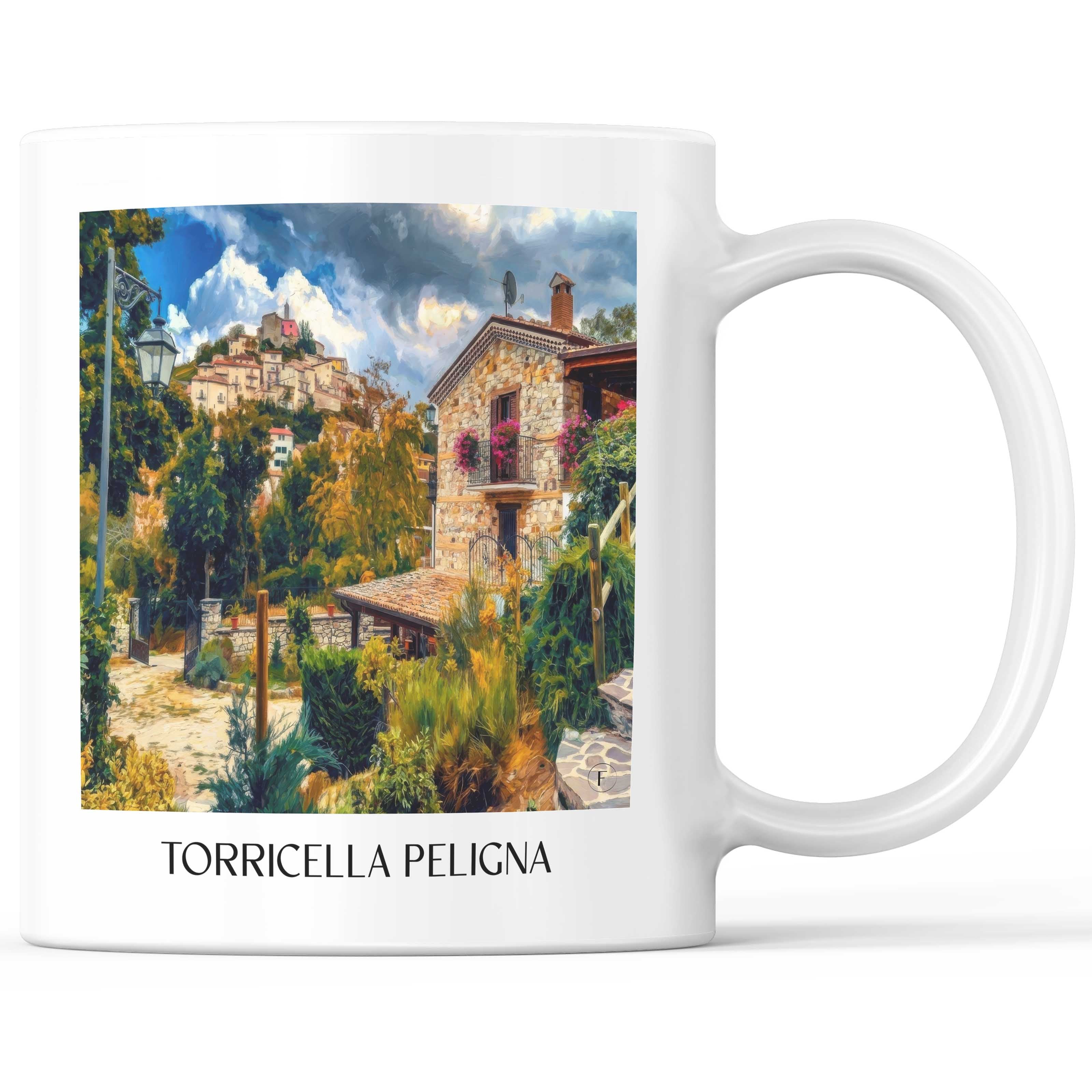Torricella Peligna Kaffeebecher - Abruzzen - Italien Becher - Kaffeetasse im Ölgemälde Stil