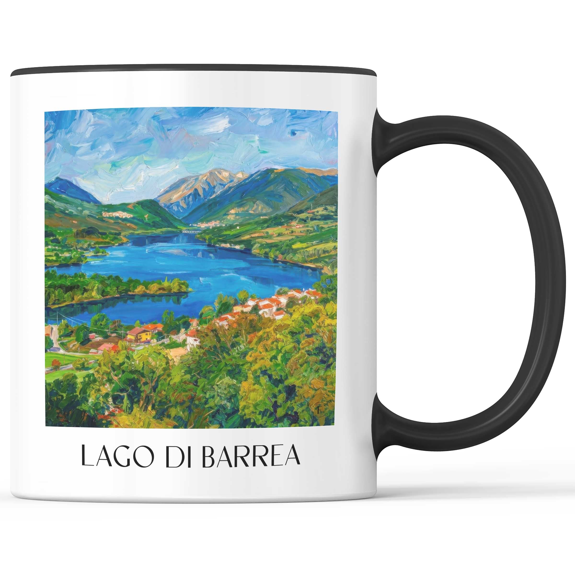 Lago di Barrea Kaffeebecher - L´Aquila - Italien Becher - Kaffeetasse im Ölgemälde Stil