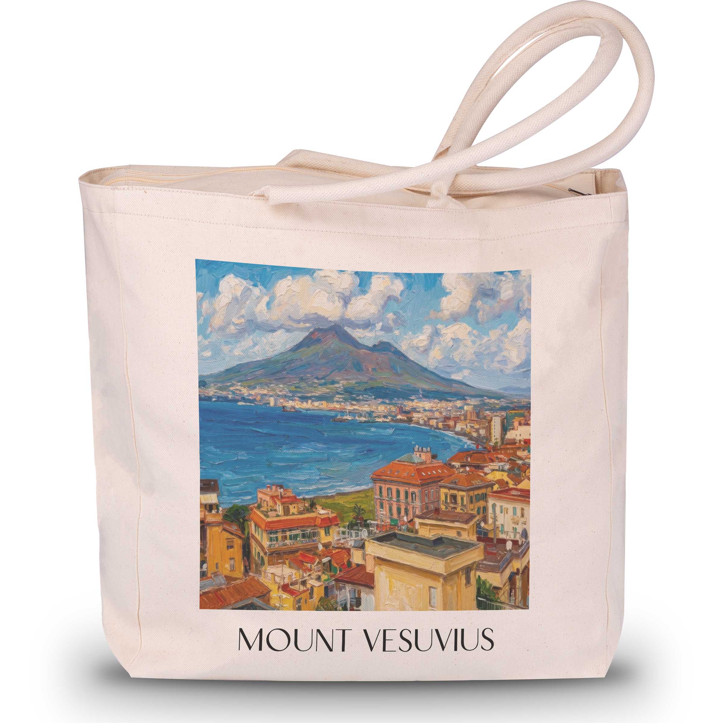 Vulkan Vesuv Shopping Tasche - Kampanien - Italien Tote Bag - Einkaufstasche im Ölgemälde Stil
