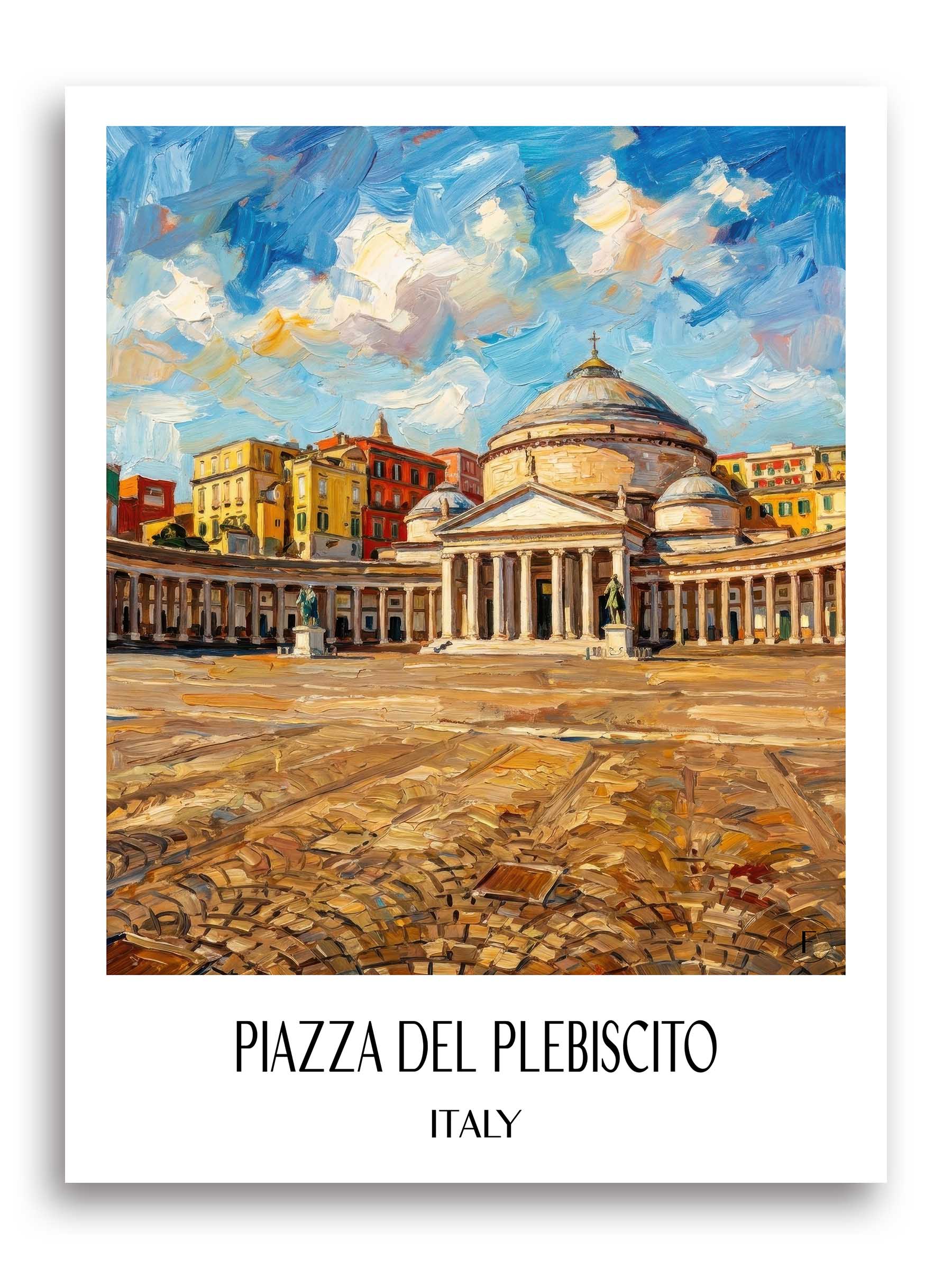 Piazza del Plebiscito Poster - Neapel - Italien Kunstdruck - Ölgemälde von A4 bis A1