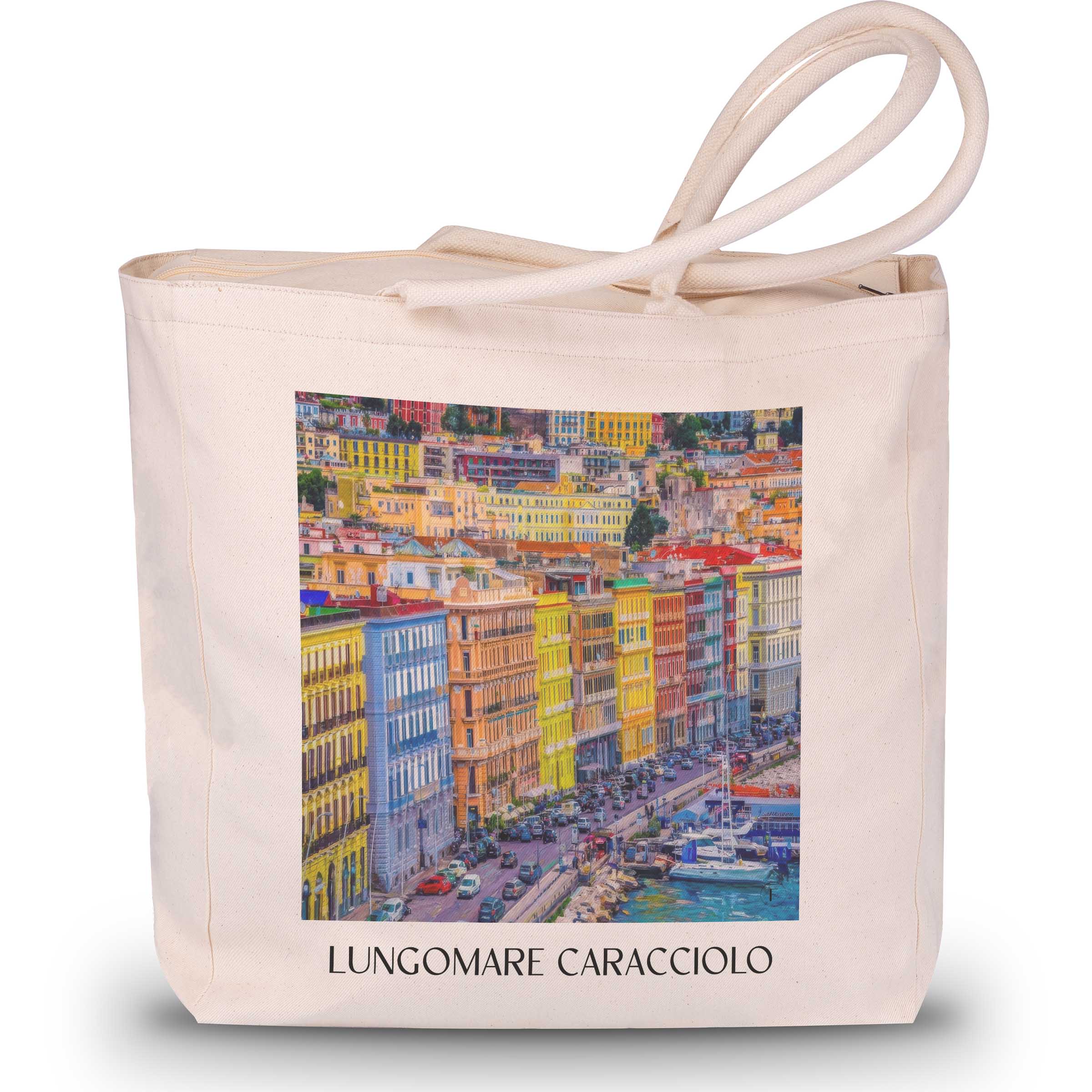 Lungomare Caracciolo Shopping Tasche - Neapel - Italien Tote Bag - Einkaufstasche im ĂlgemĂ€lde Stil