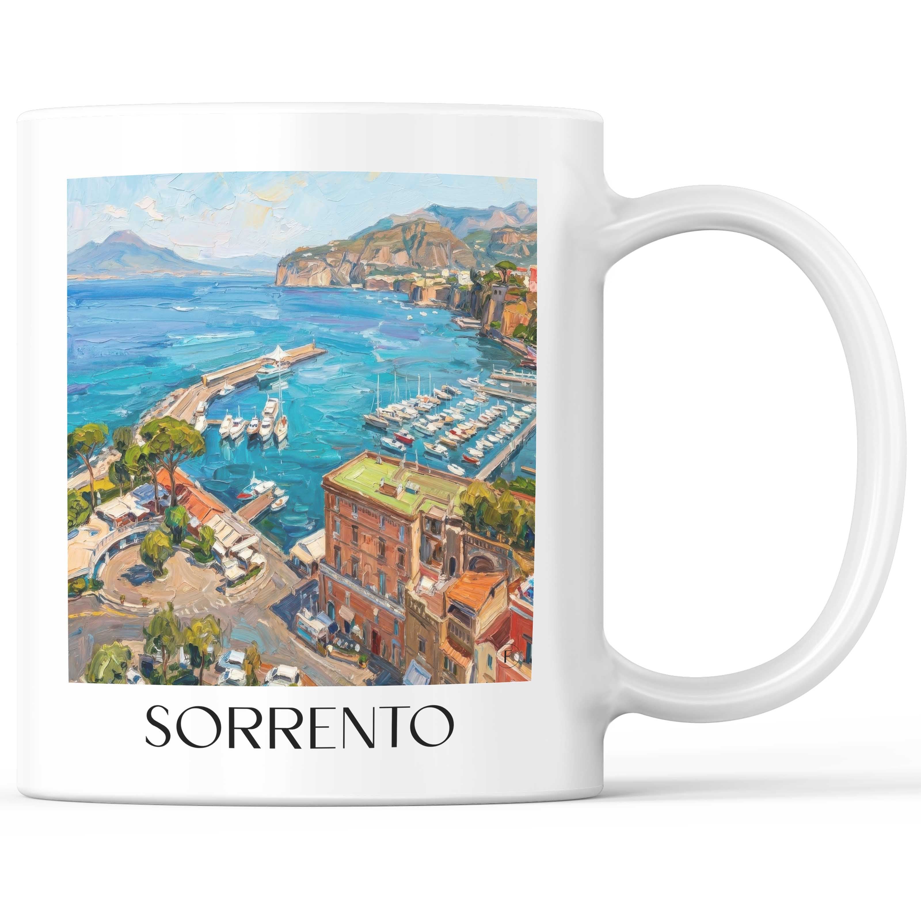 Sorrent Kaffeebecher - Kampanien - Italien Becher - Kaffeetasse im Ölgemälde Stil