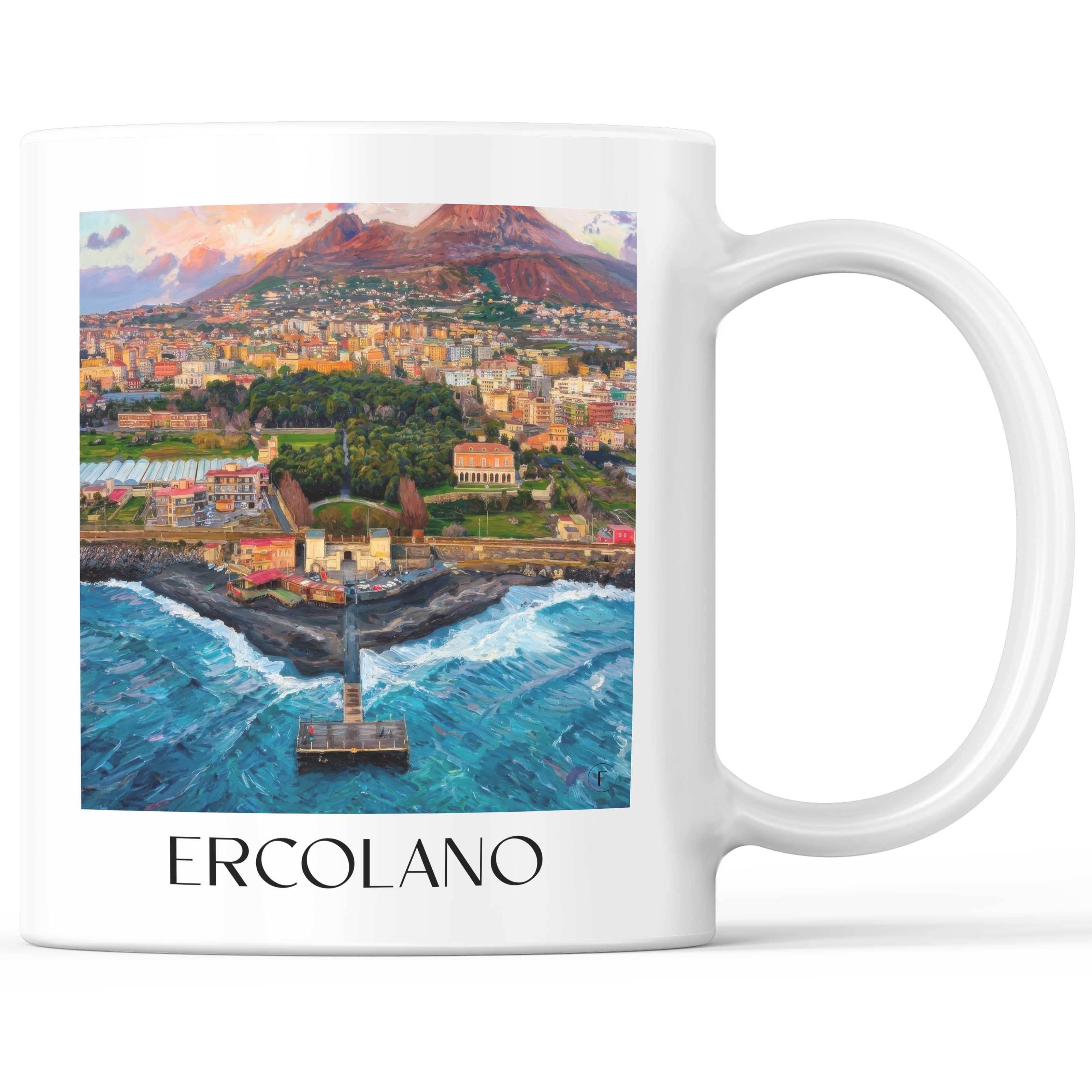 Ercolano Kaffeebecher - Neapel - Italien Becher - Kaffeetasse im Ölgemälde Stil