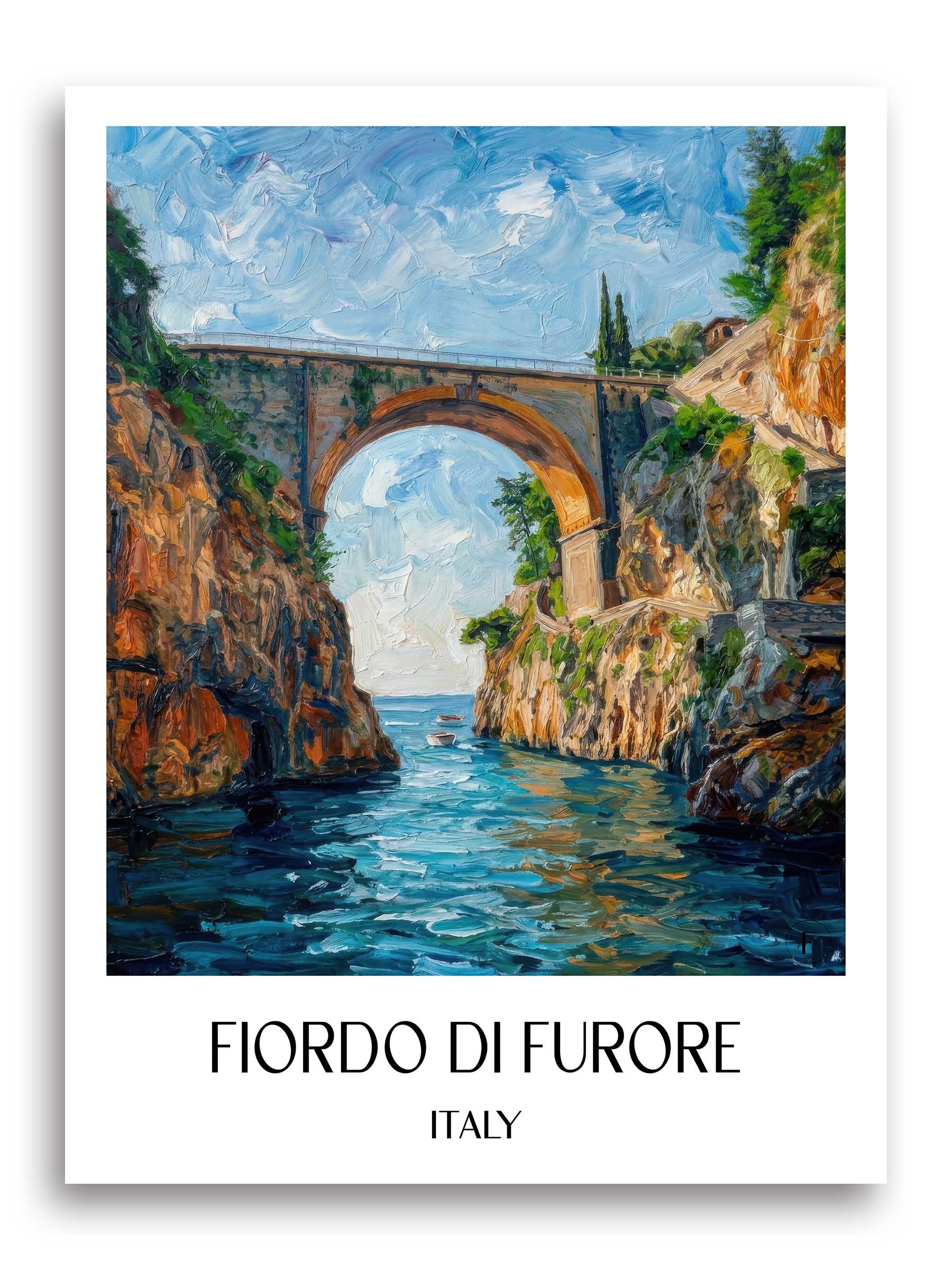 Fiordo di Furore Poster - Kampanien - Italien Kunstdruck - Ölgemälde von A4 bis A1