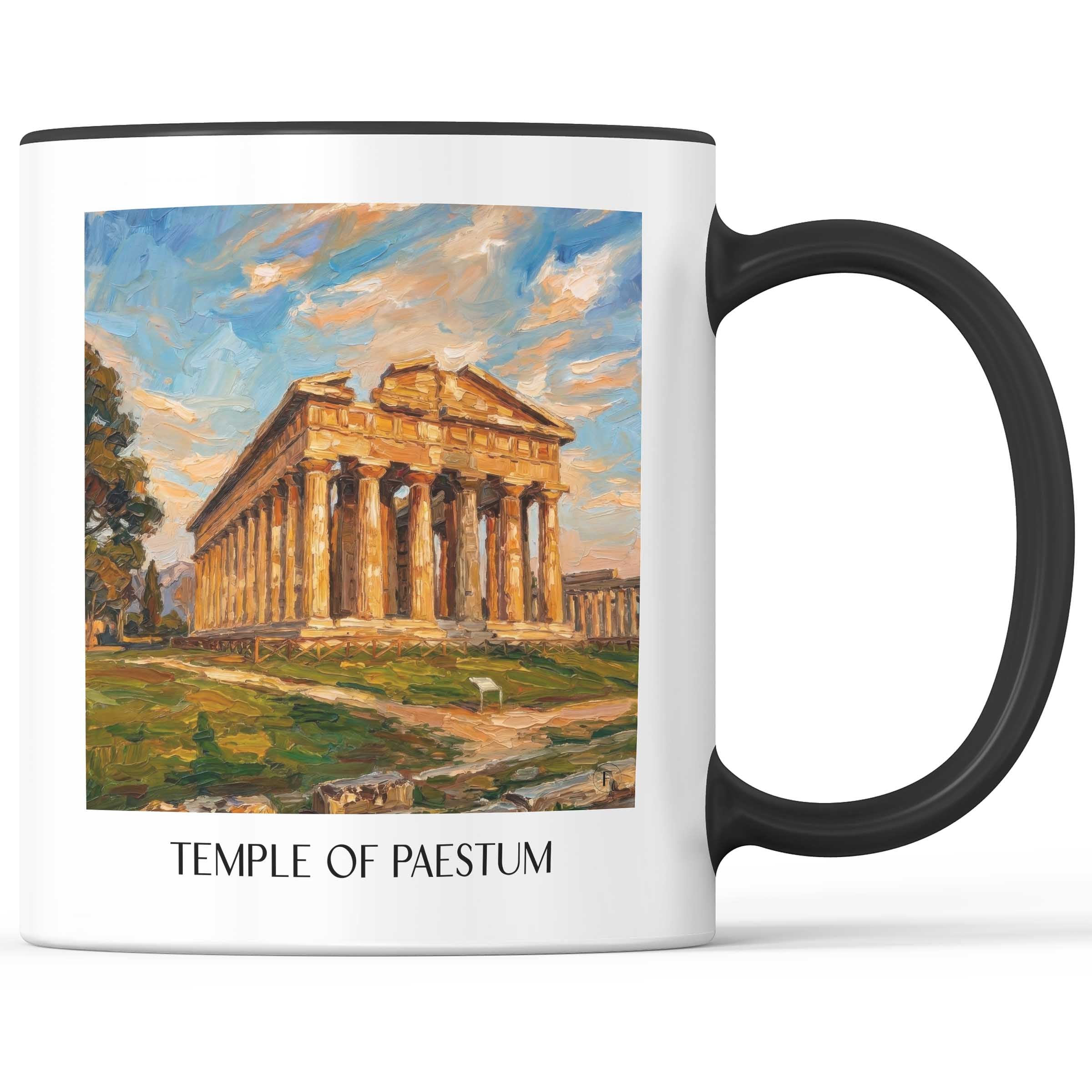 Tempel von Paestum Kaffeebecher - Kampanien - Italien Becher - Kaffeetasse im Ölgemälde Stil