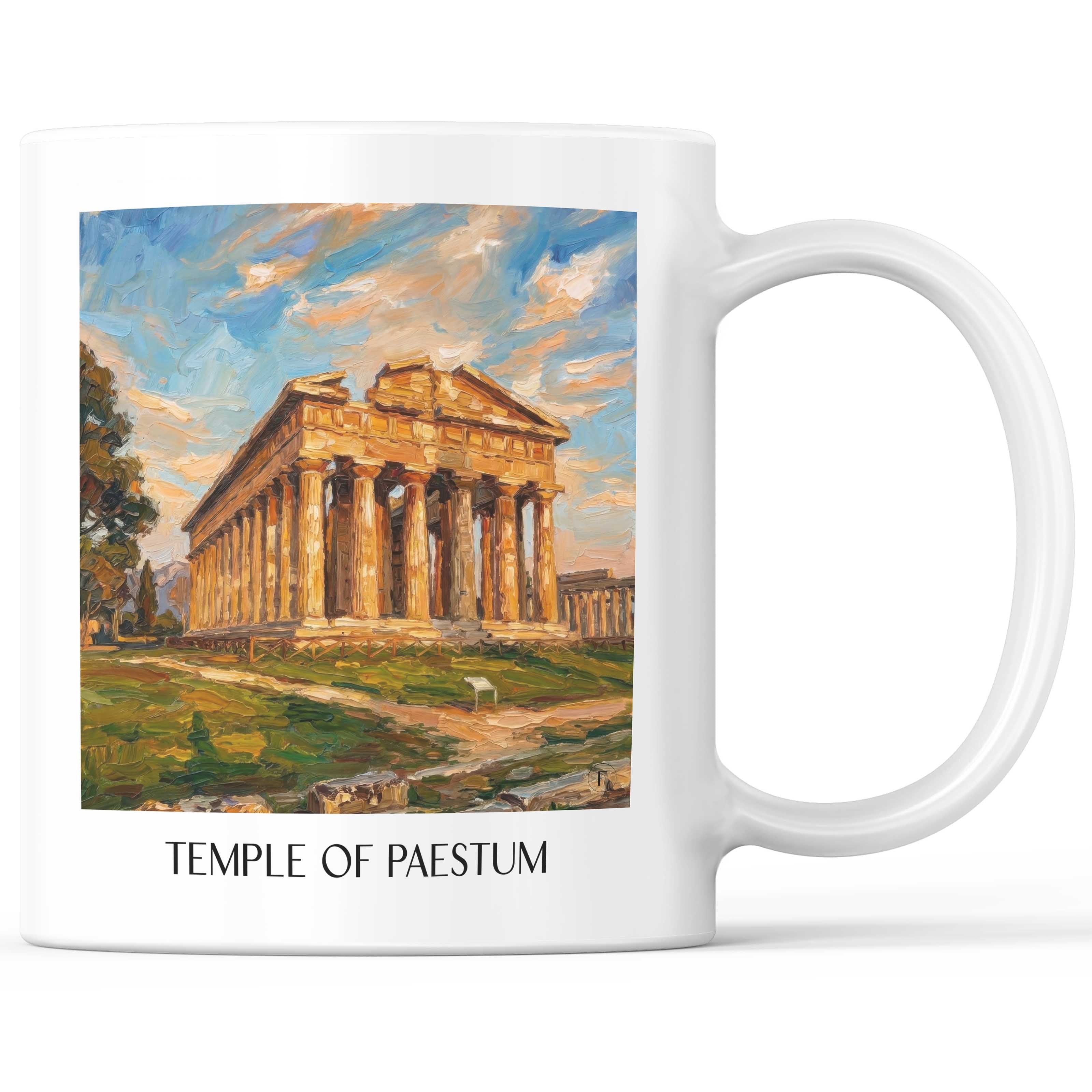 Tempel von Paestum Kaffeebecher - Kampanien - Italien Becher - Kaffeetasse im Ölgemälde Stil