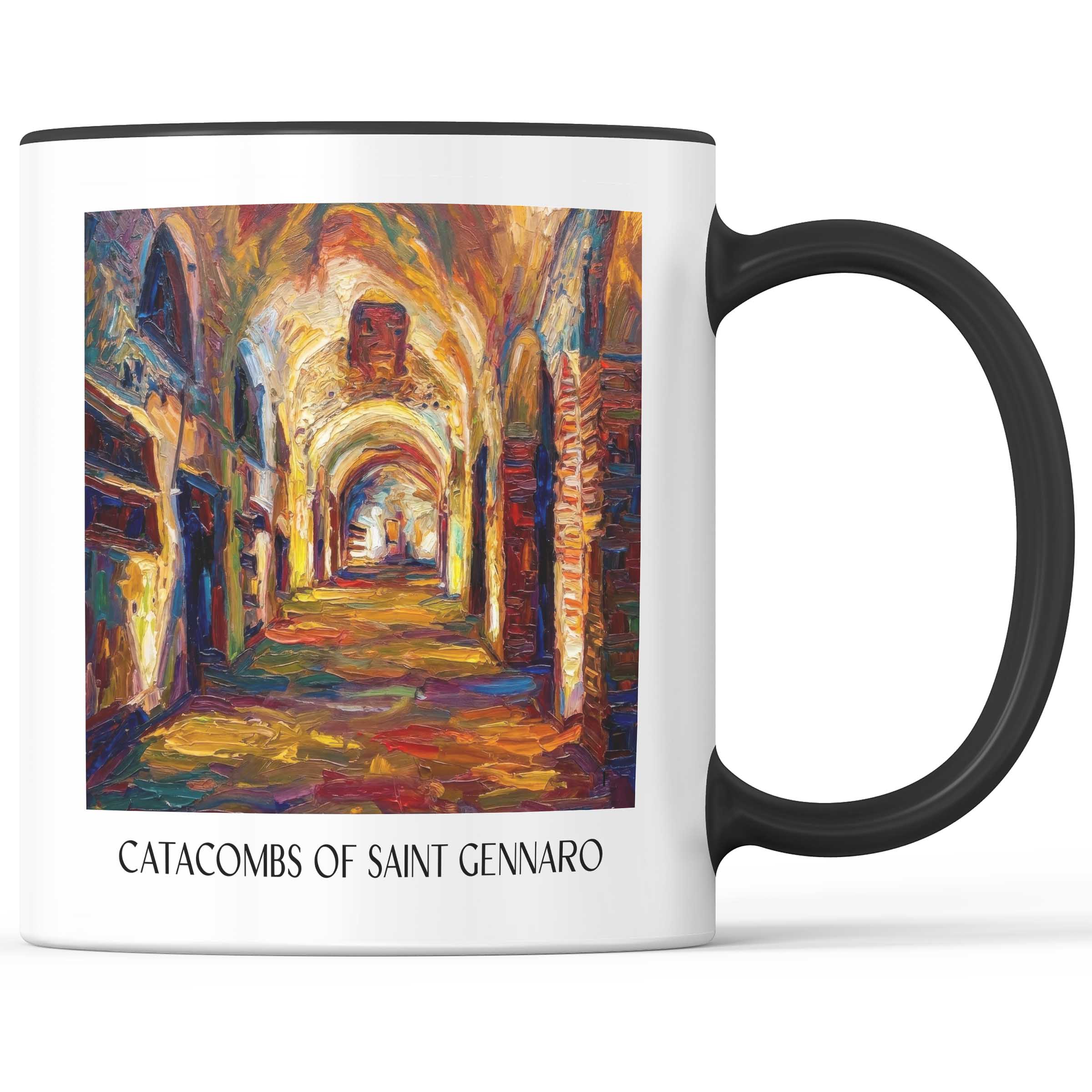 Katakomben des Heiligen Gennaro Kaffeebecher - Neapel - Italien Becher - Kaffeetasse im Ölgemälde Stil