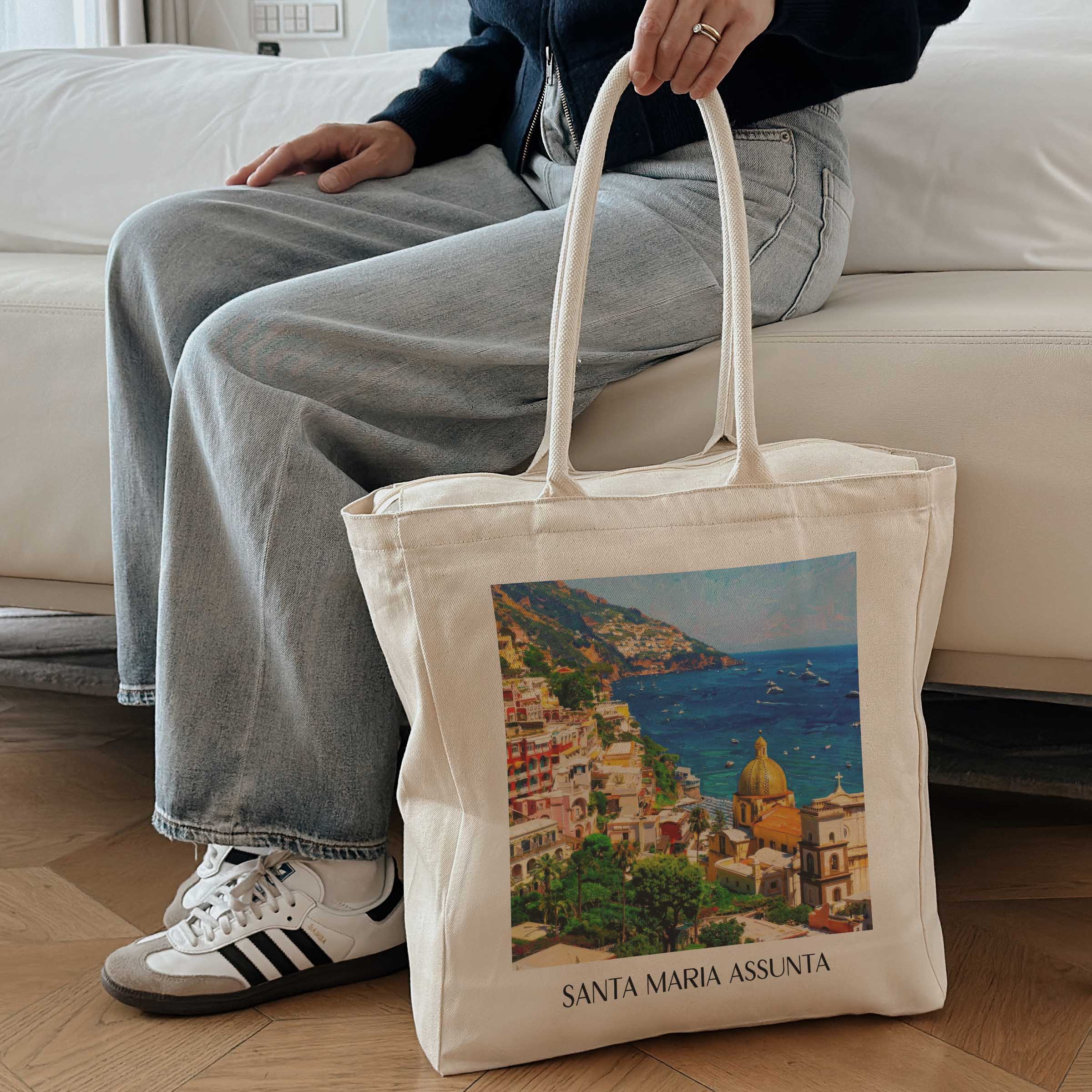 santa-maria-assunta-positano-italien-einkaufstasche-oil-painting-oelgemaelde
